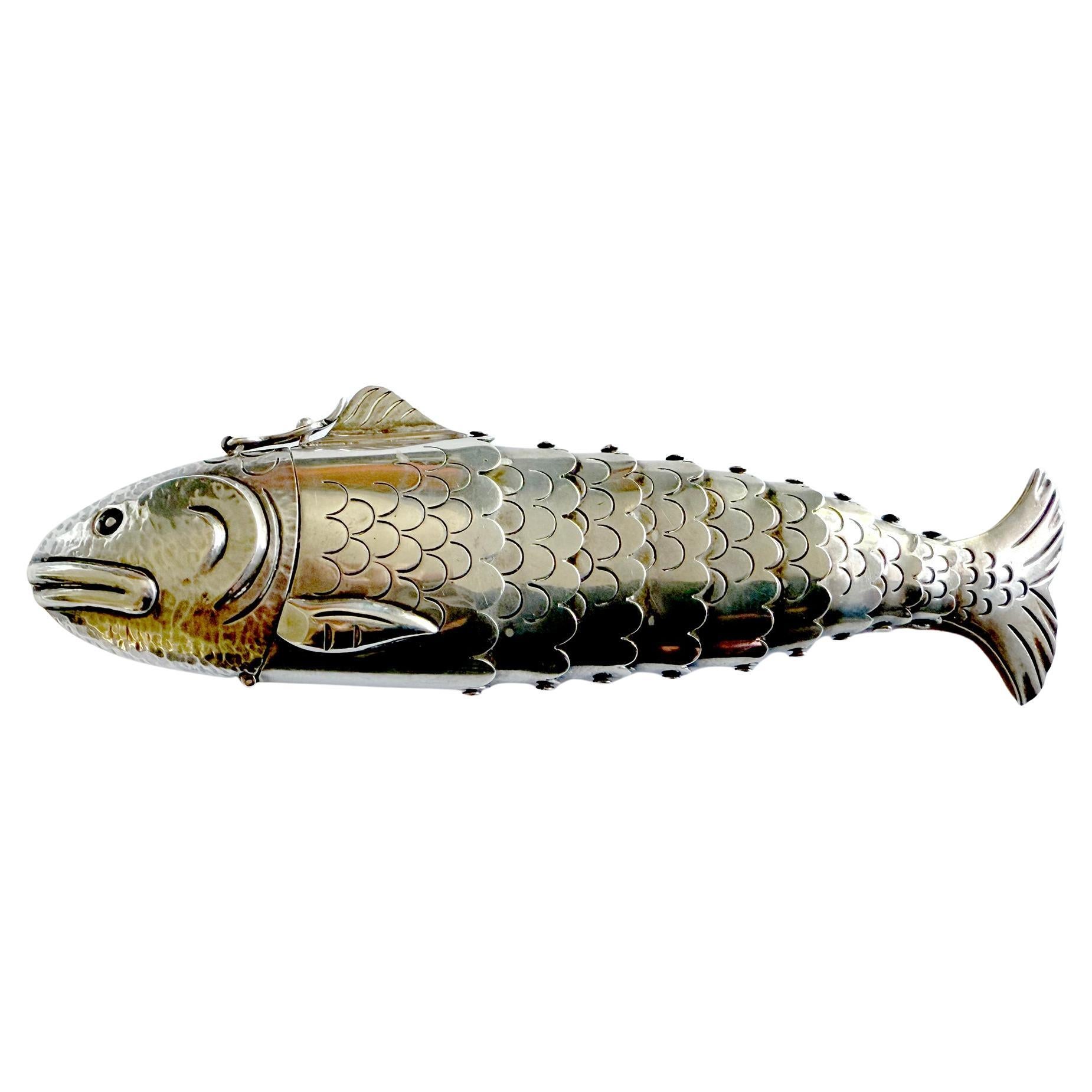 William Spratling Mexican Modernist Articulating Fish Spice Stash Box 1