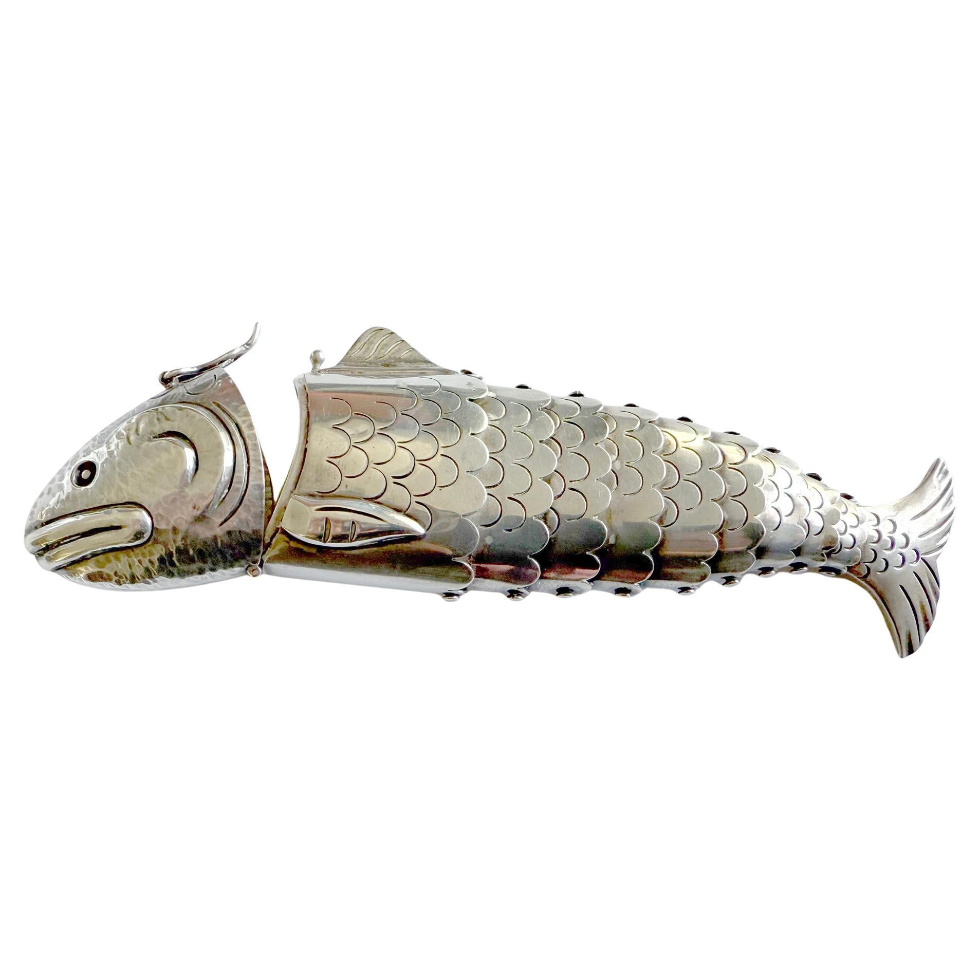 William Spratling Mexican Modernist Articulating Fish Spice Stash Box 2