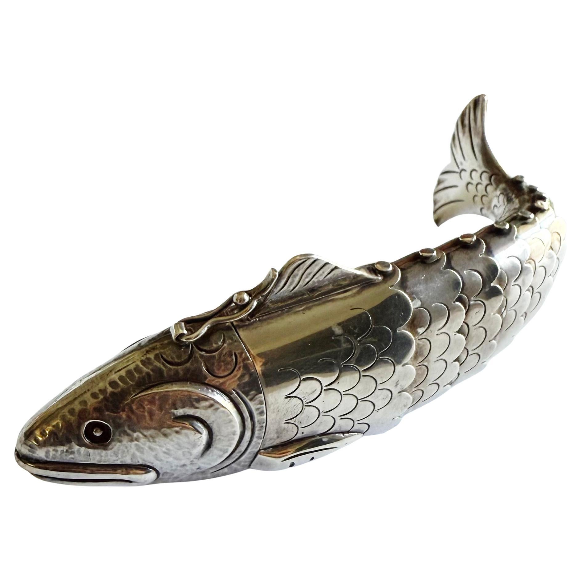 William Spratling Mexikanisches modernistisches Stash-Kasten mit beweglichem Fischspitzenmotiv