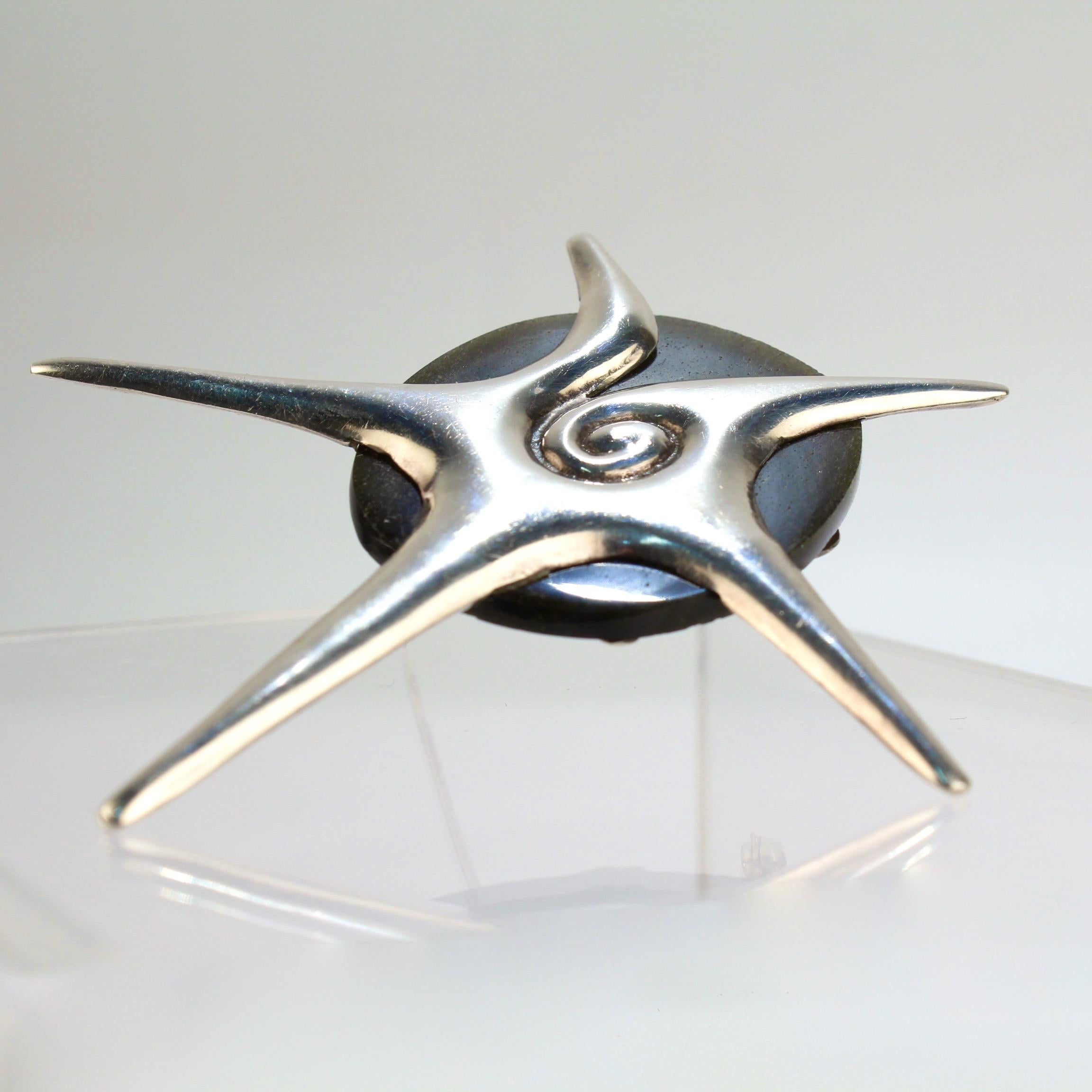 William Spratling Mexican Modernist Sterling Silver & Gemstone 'Conch