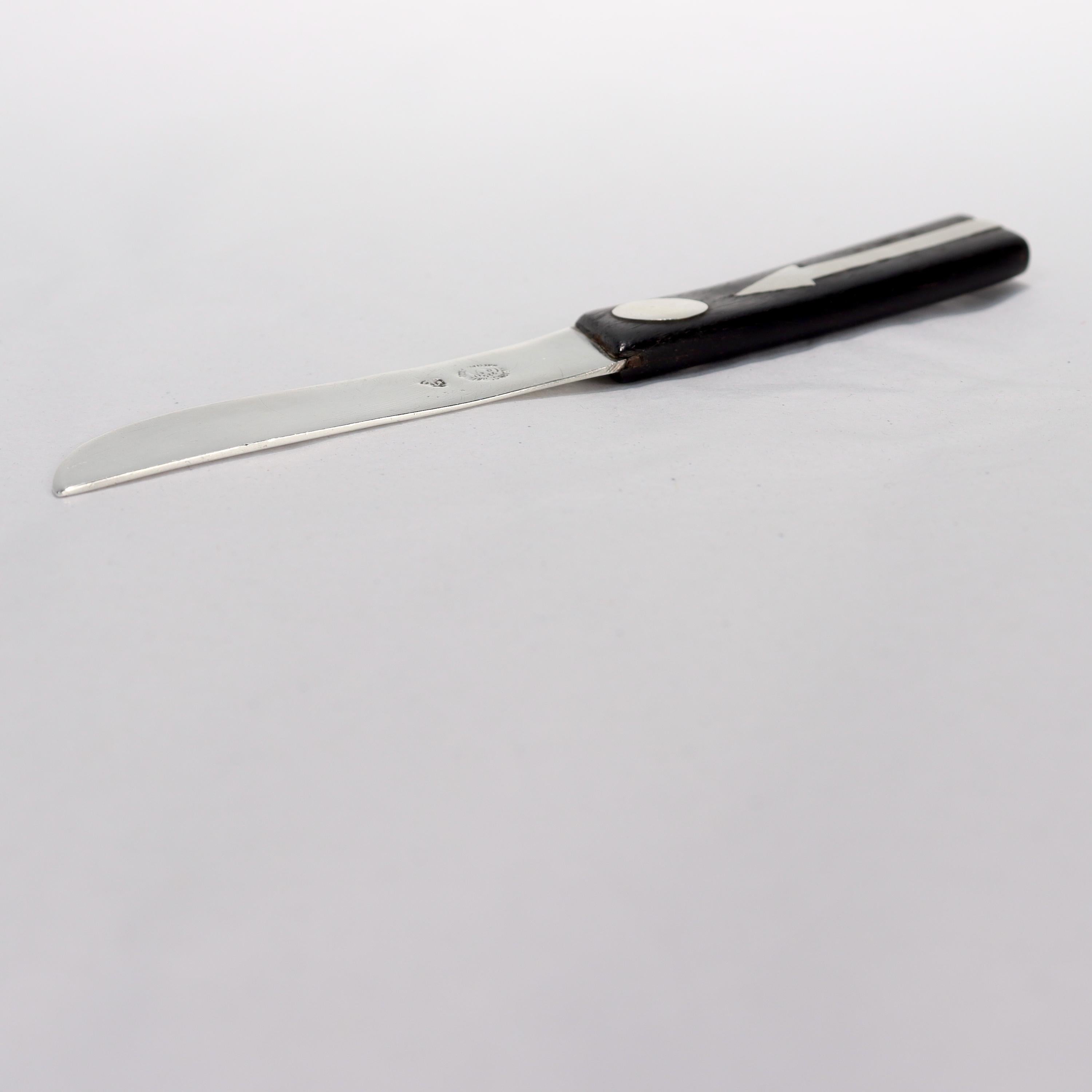William Spratling Mexican Sterling Silver Ebony Handled Bar or Cheese Knife 3