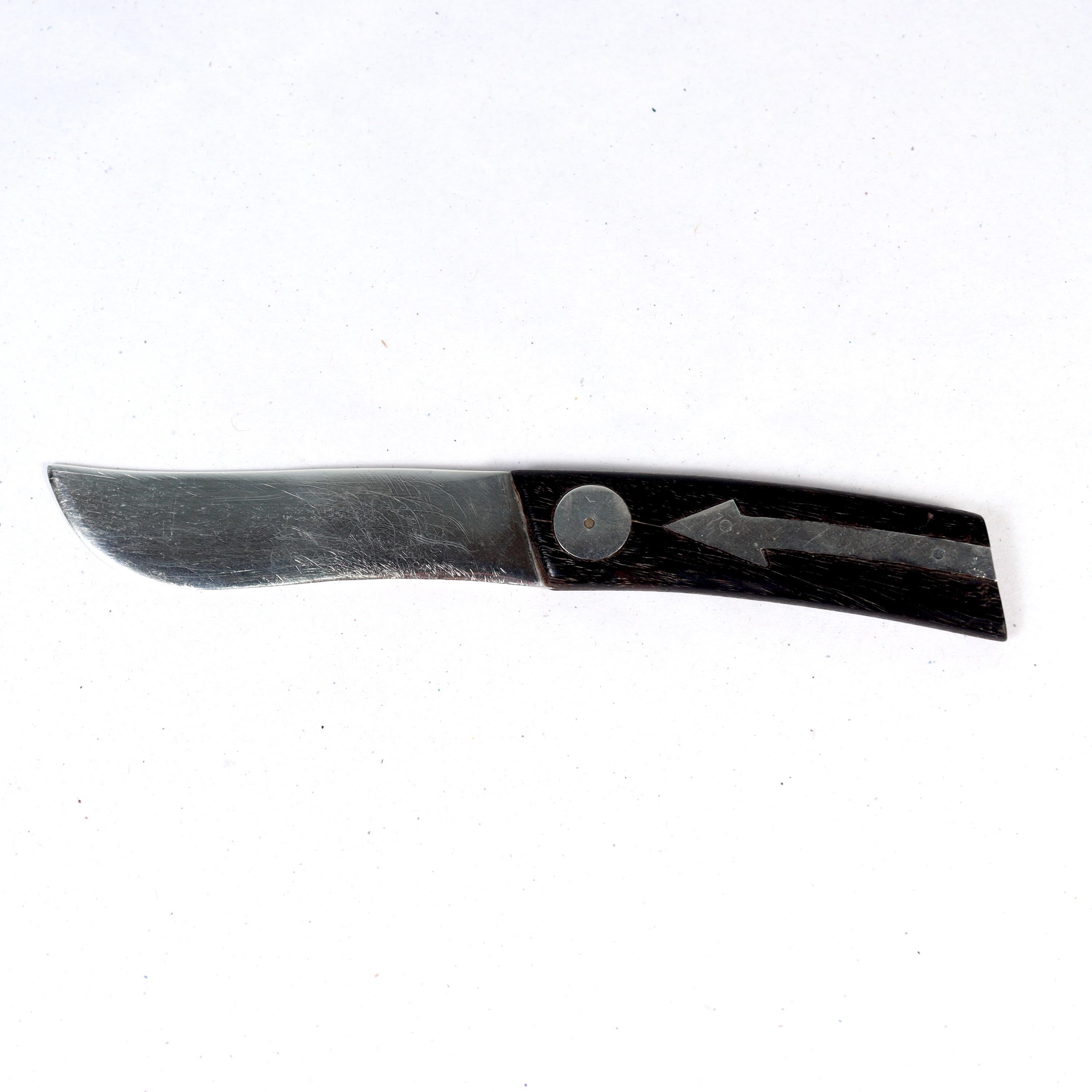 William Spratling Mexican Sterling Silver Ebony Handled Bar or Cheese Knife 6