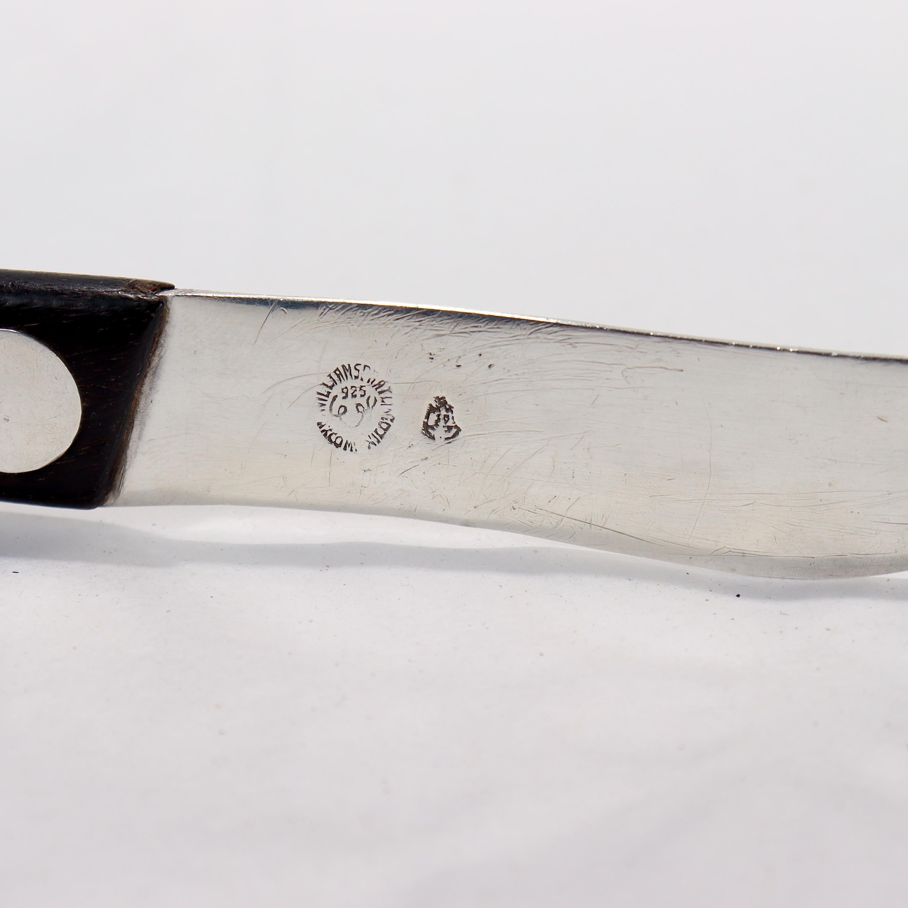 Modern William Spratling Mexican Sterling Silver Ebony Handled Bar or Cheese Knife