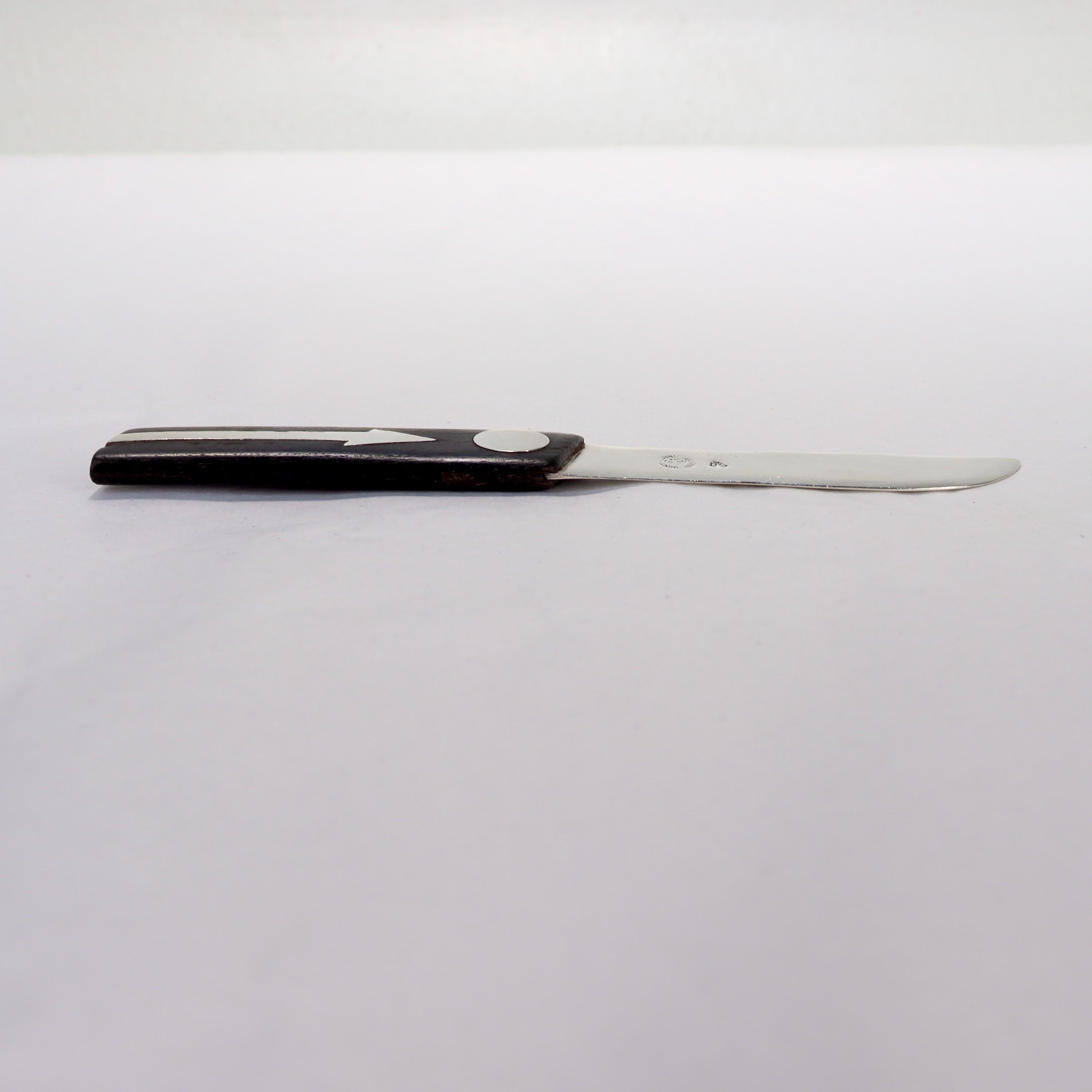 William Spratling Mexican Sterling Silver Ebony Handled Bar or Cheese Knife 1