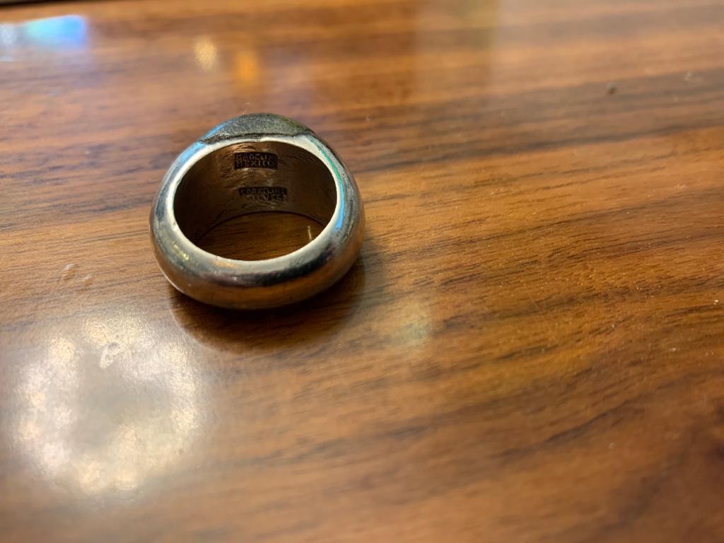 Mid-20th Century William Spratling Mid-Century Modern Silver and Green Jasper Domed Ring