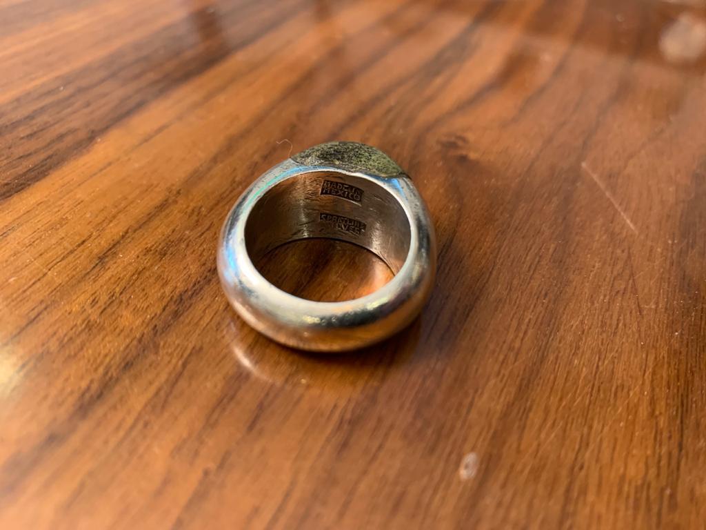 William Spratling Mid-Century Modern Silver and Green Jasper Domed Ring 1