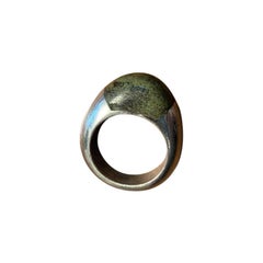 William Spratling Mid-Century Modern Silver and Green Jasper Domed Ring