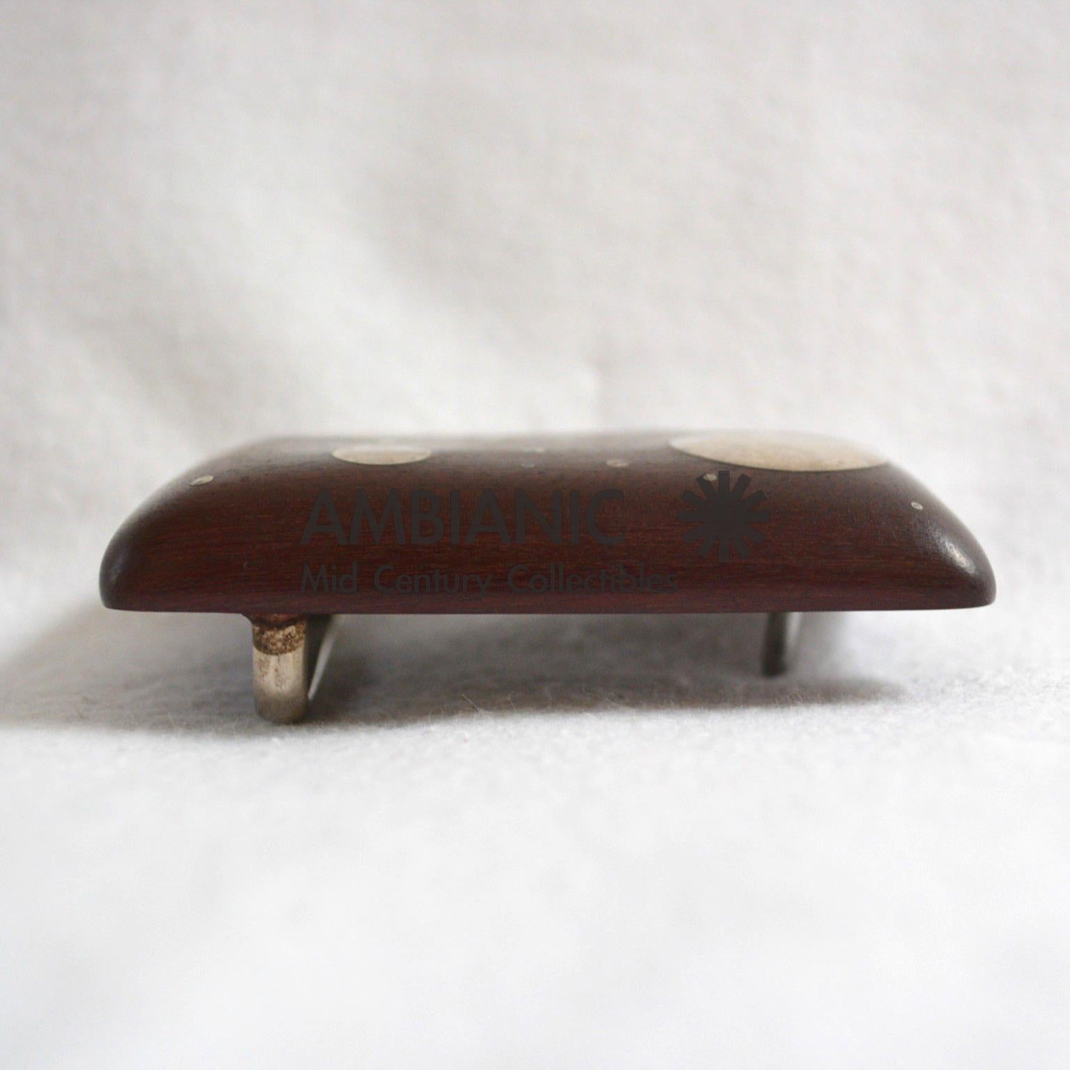 Mid-Century Modern William Spratling Modernist Belt Buckle Sterling Silver in Mahogany Mexico 1960s