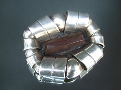 William Spratling Rare Early Sterling Silver Wood Design Artisan Brooch c 1940