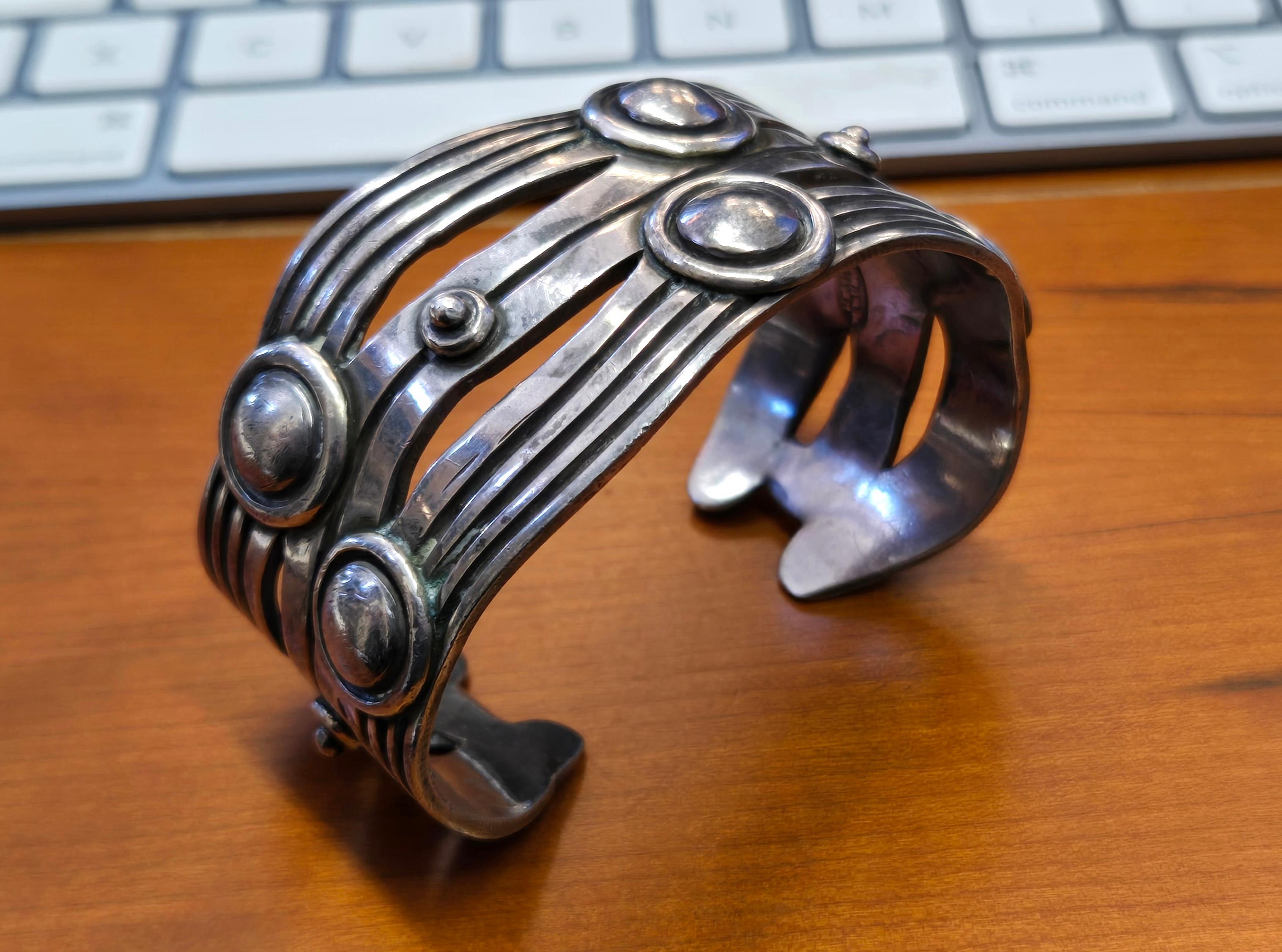 William Spratling Fluss des Lebens Mexikanische Silber Manschette im Zustand „Gut“ im Angebot in Point Richmond, CA