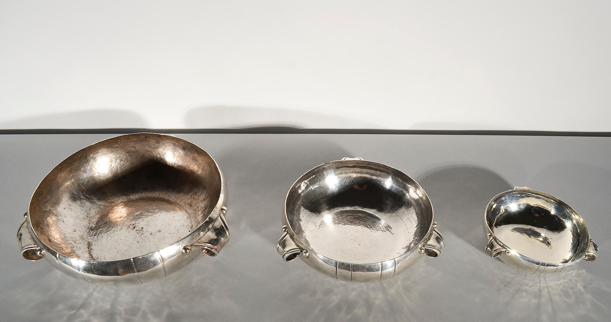 Modernist William Spratling Set of 3 Graduated Sterling Silver Bowls For Sale