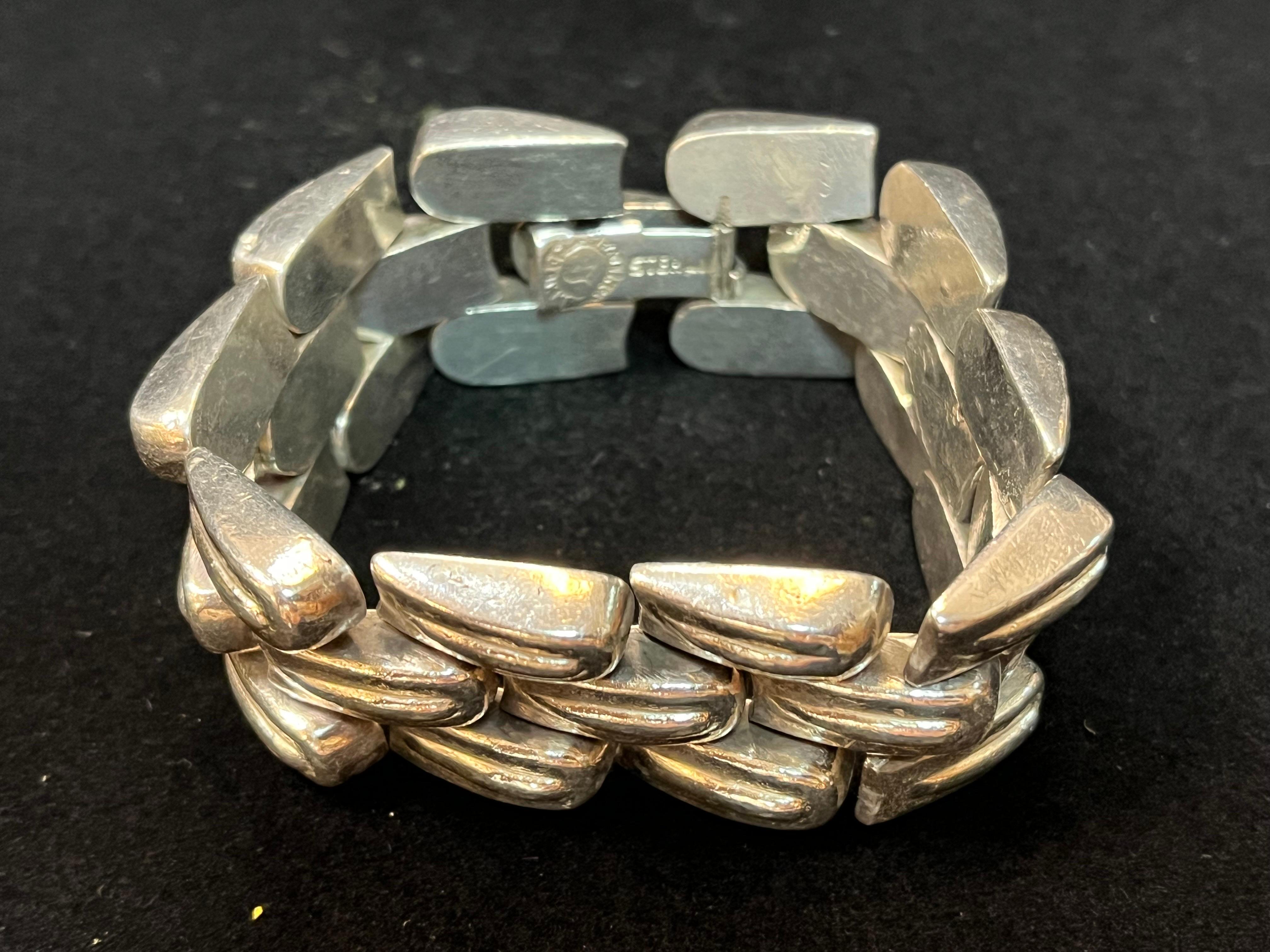 William Spratling Signed Sterling Silver Feather of Quetzalcoatal Taxco Bracelet For Sale 9