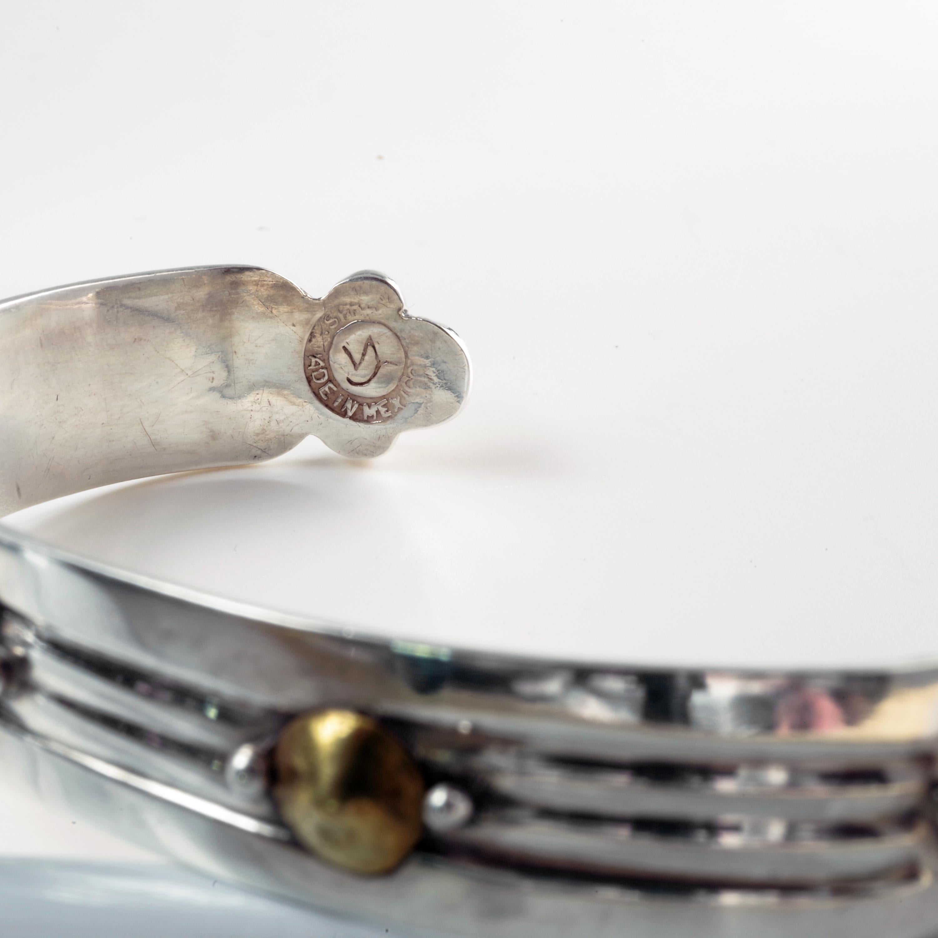 Artisan William Spratling Silver and Brass Cuff Bracelet Predates All His Iconic Work For Sale