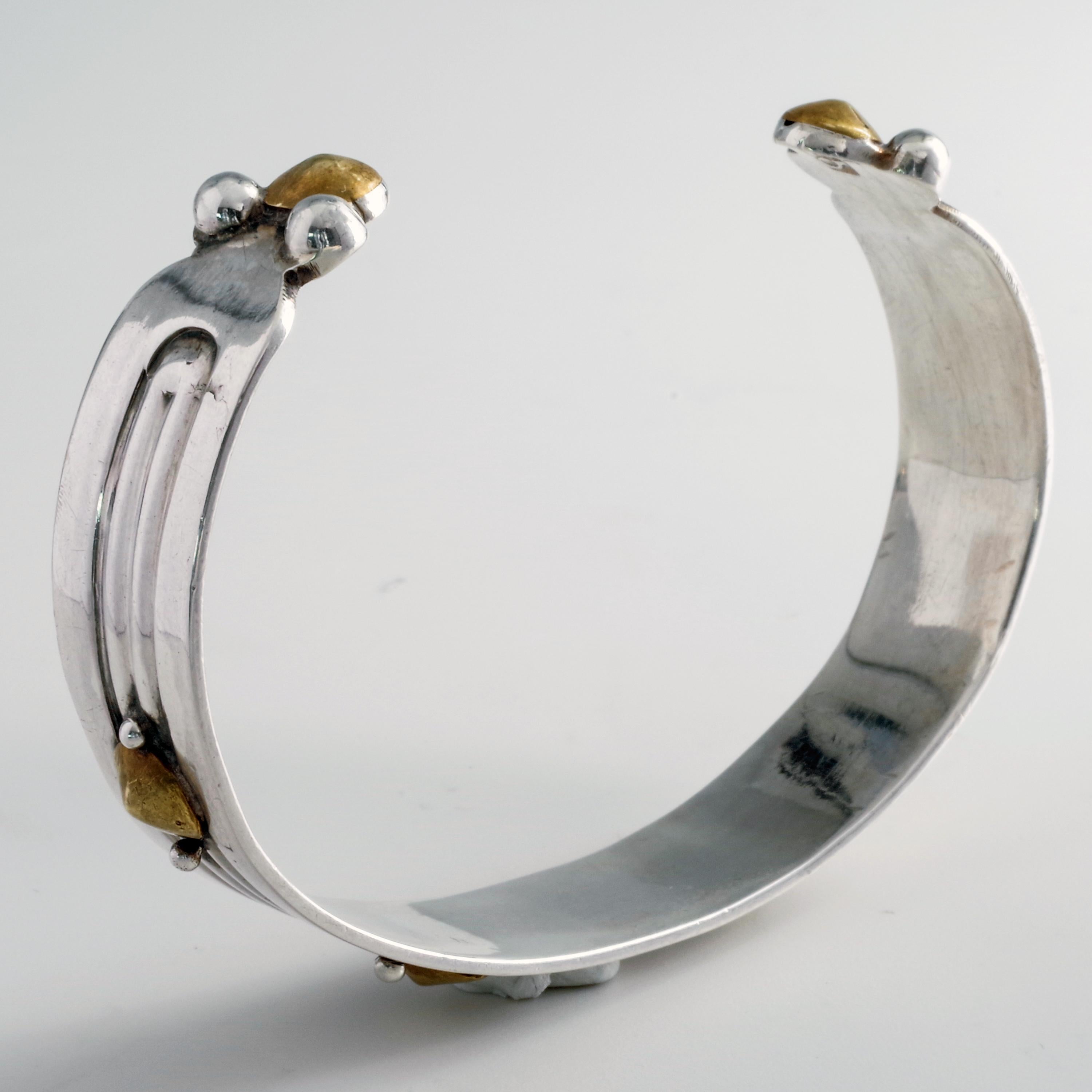 William Spratling Silver and Brass Cuff Bracelet Predates All His Iconic Work In Excellent Condition For Sale In Southbury, CT
