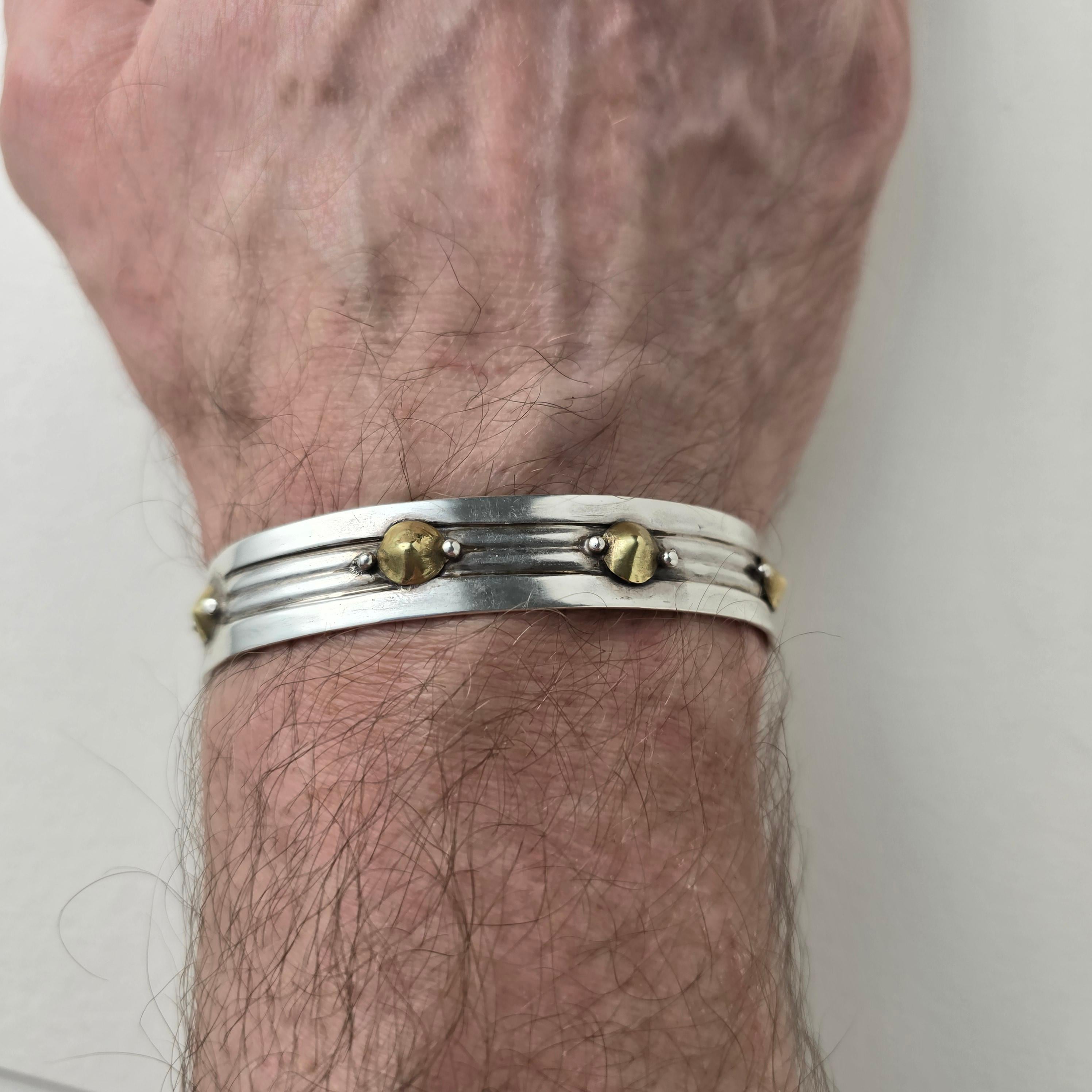 Women's or Men's William Spratling Silver and Brass Cuff Bracelet Predates All His Iconic Work For Sale