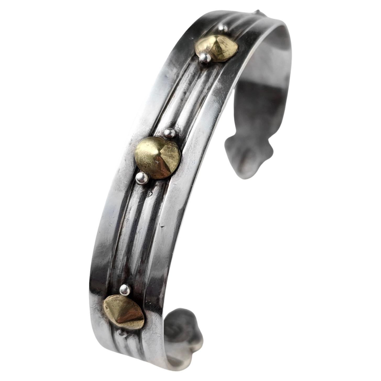 William Spratling Silver and Brass Cuff Bracelet Predates All His Iconic Work For Sale