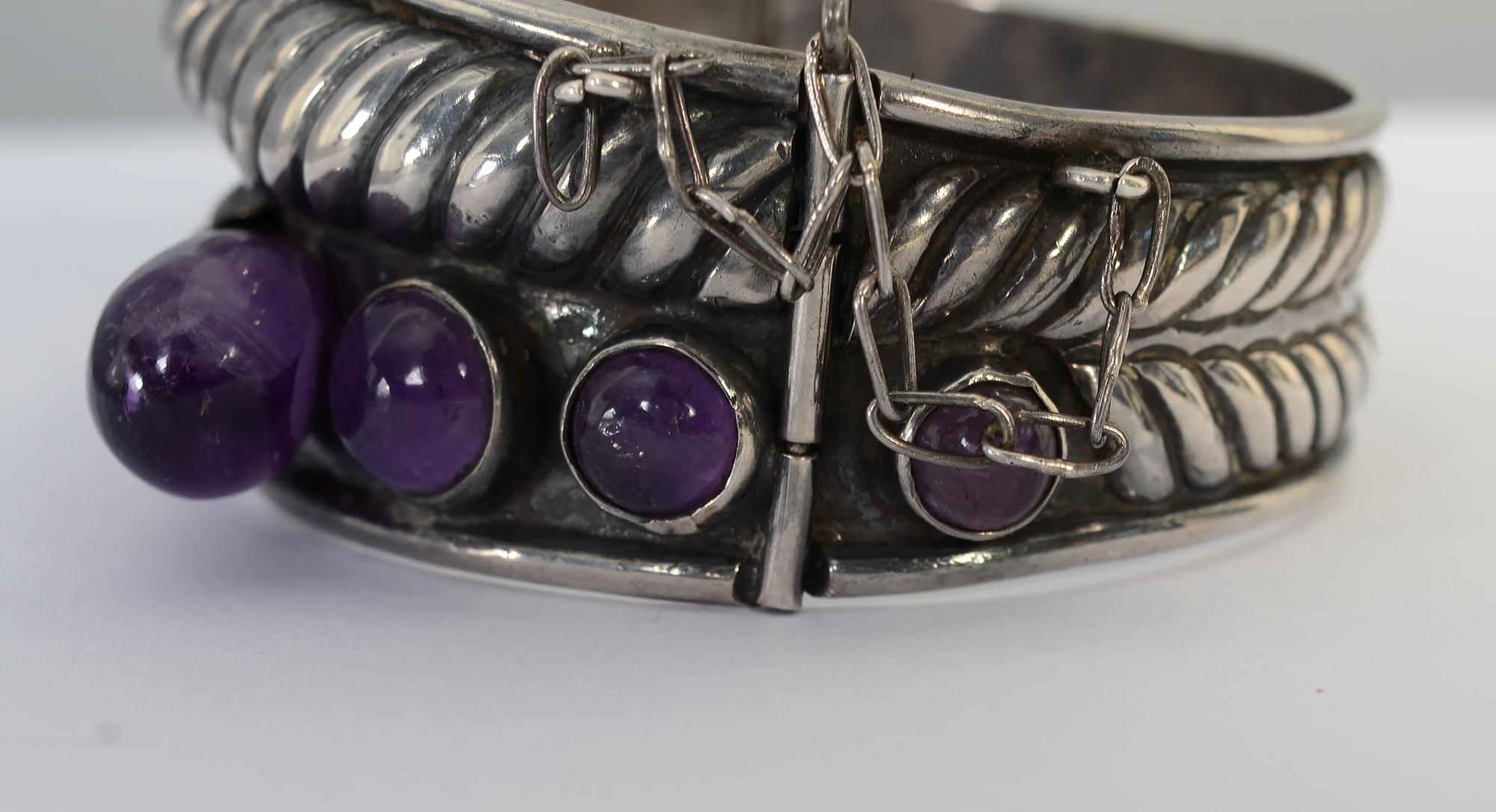 William Spratling Armband aus Sterlingsilber und Amethyst im Zustand „Hervorragend“ im Angebot in Darnestown, MD