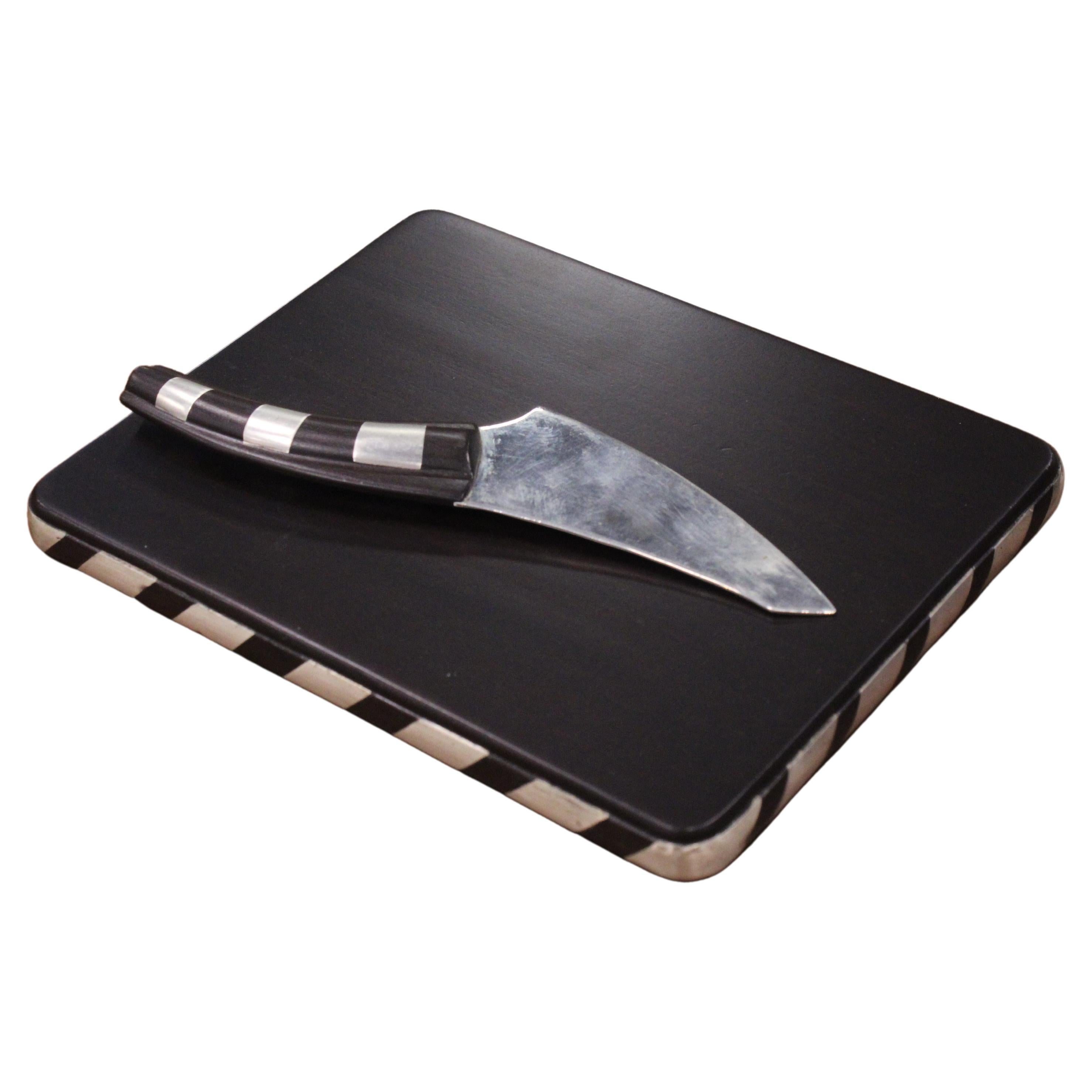 William Spratling Sterling Silver Cheese Board with Knife For Sale