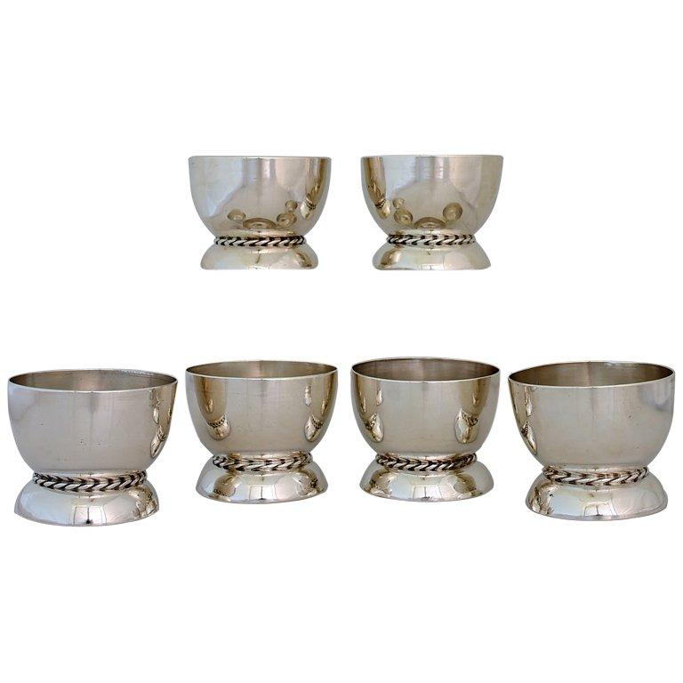 William Spratling Sterling Silver Set of 6 Dessert Cups Rope Motif For Sale