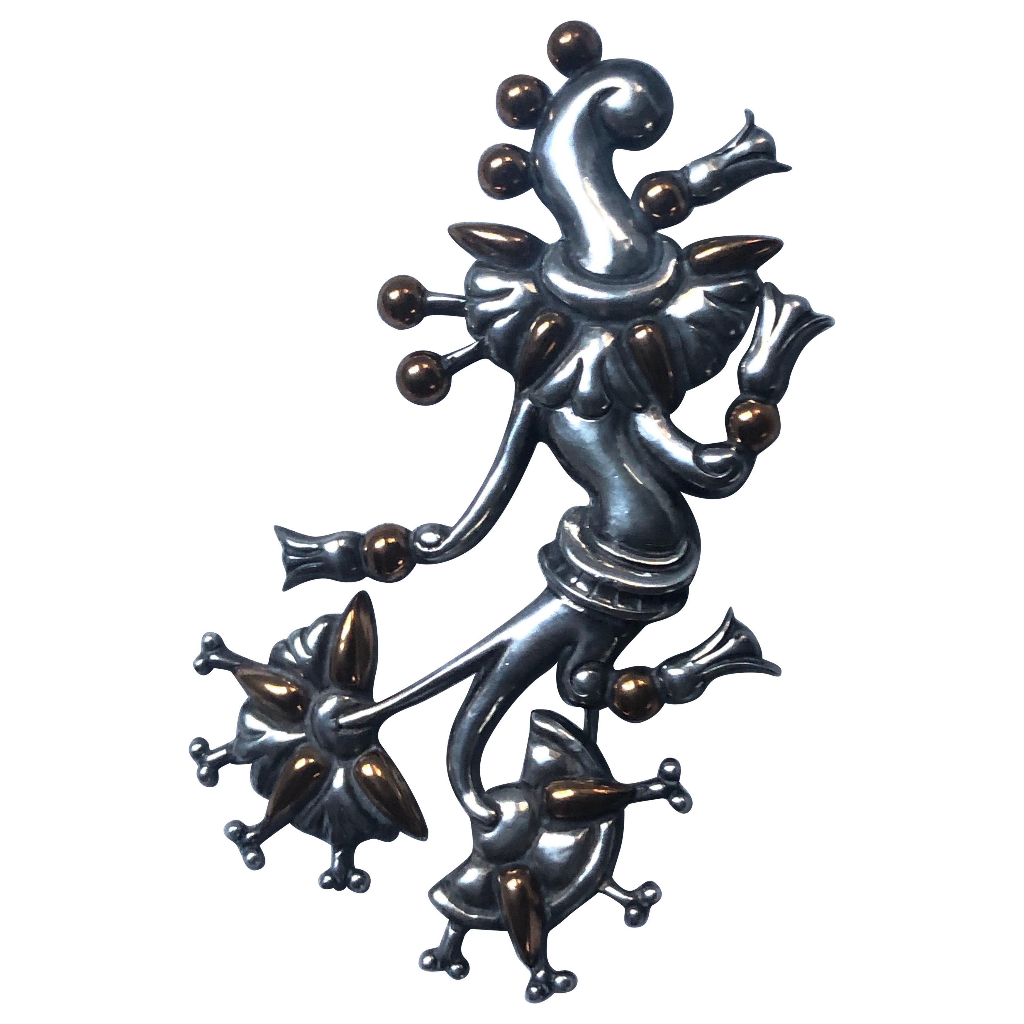 William Spratling "Árbol de la vida" Broche de plata y cobre