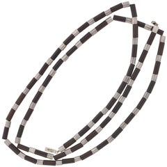 William Spratling Vintage Sterling and Rosewood Tube Link Necklace