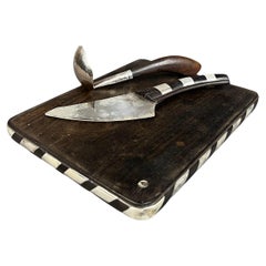 William Spratling Wood Sterling Silver Cheese Board With Knife and Sauce Spoon
