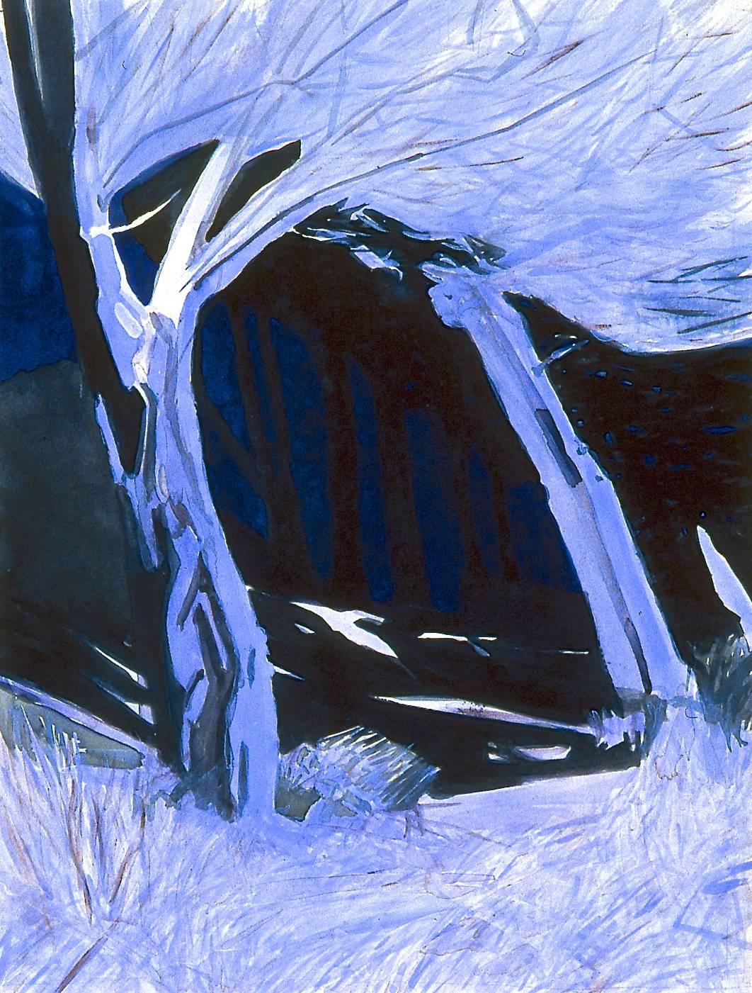 Abstract Drawing William Stanisich - Lands End 2005 n° 4 / aquarelle bleue, magnifiquement encadrée