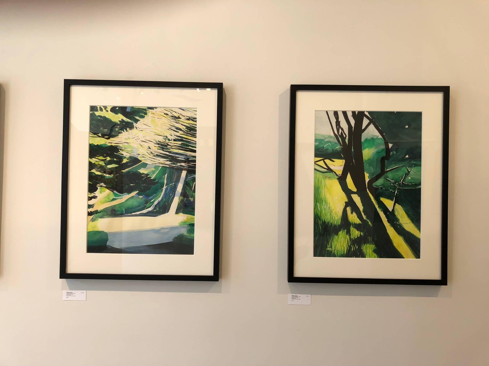 Glorious electric green, yellow with pale blue Land's End series of five watercolors from William Stanisich, whose provocative Land’s End series was painted over a 40-year span, with a force and directness that reflects the artist’s search for the