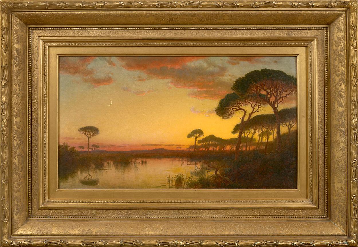 Lueur du coucher de soleil, Campagna romaine - Painting de William Stanley Haseltine