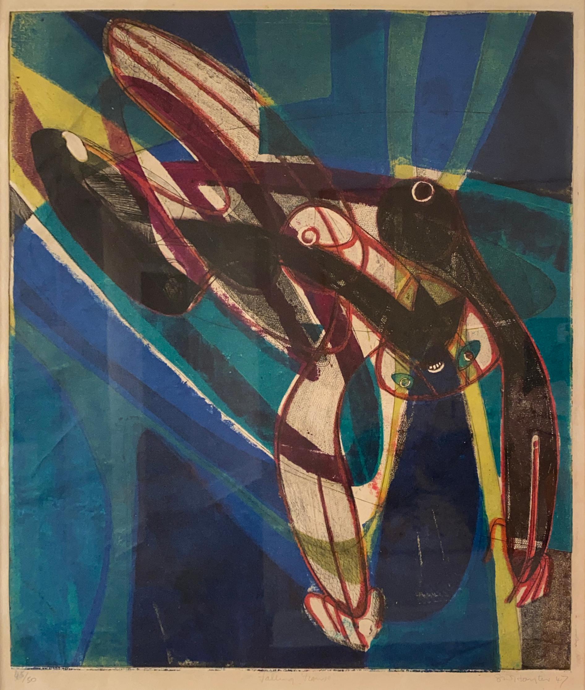 William Stanley Hayter Abstract Painting - Falling Figure