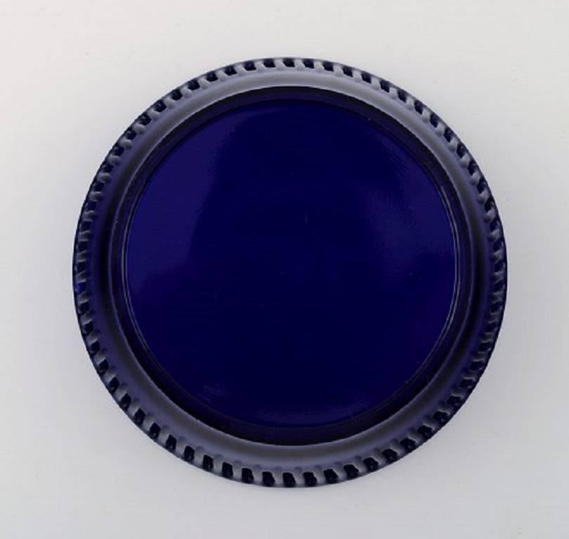 William Steberg for Gullaskuf, Seven Plates and Bowls in Dark Blue Art Glass In Excellent Condition For Sale In Copenhagen, DK