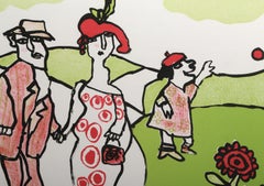 Paseo del perro por el parque, litografía pop art de William Steig