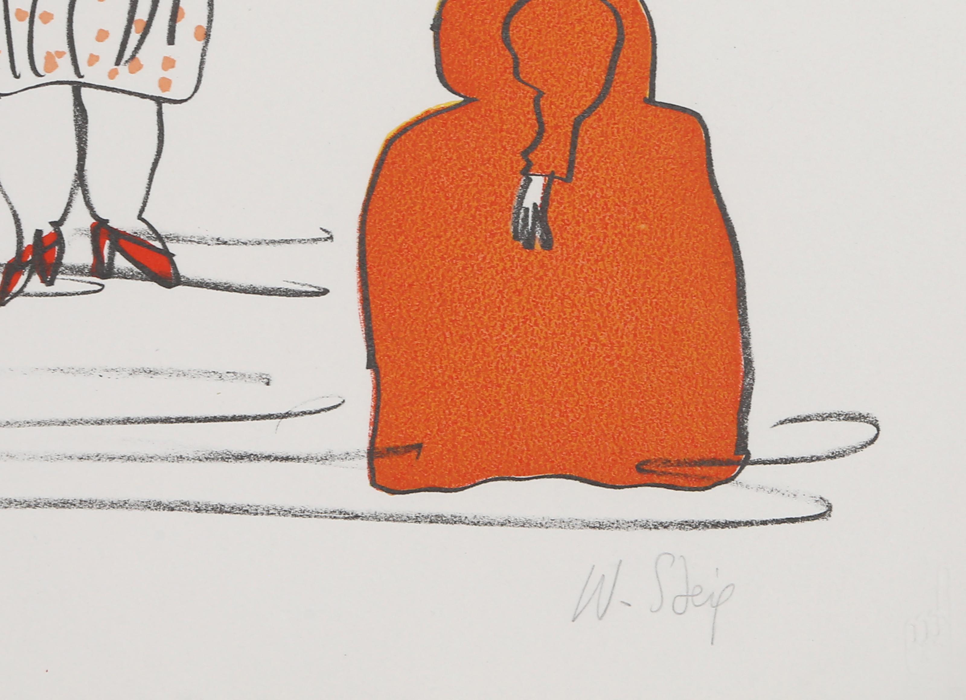 Family Reunion, Signed Lithograph by William Steig - Beige Figurative Print by William Steig (b.1907)