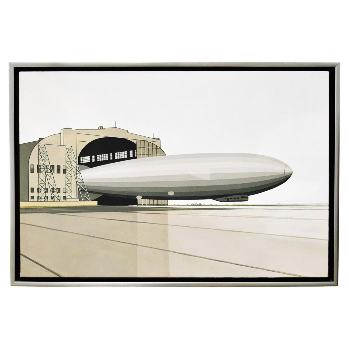 William Steiger Painting "Dirigible, Hangar, Launch" 2001 'Signed & Dated'