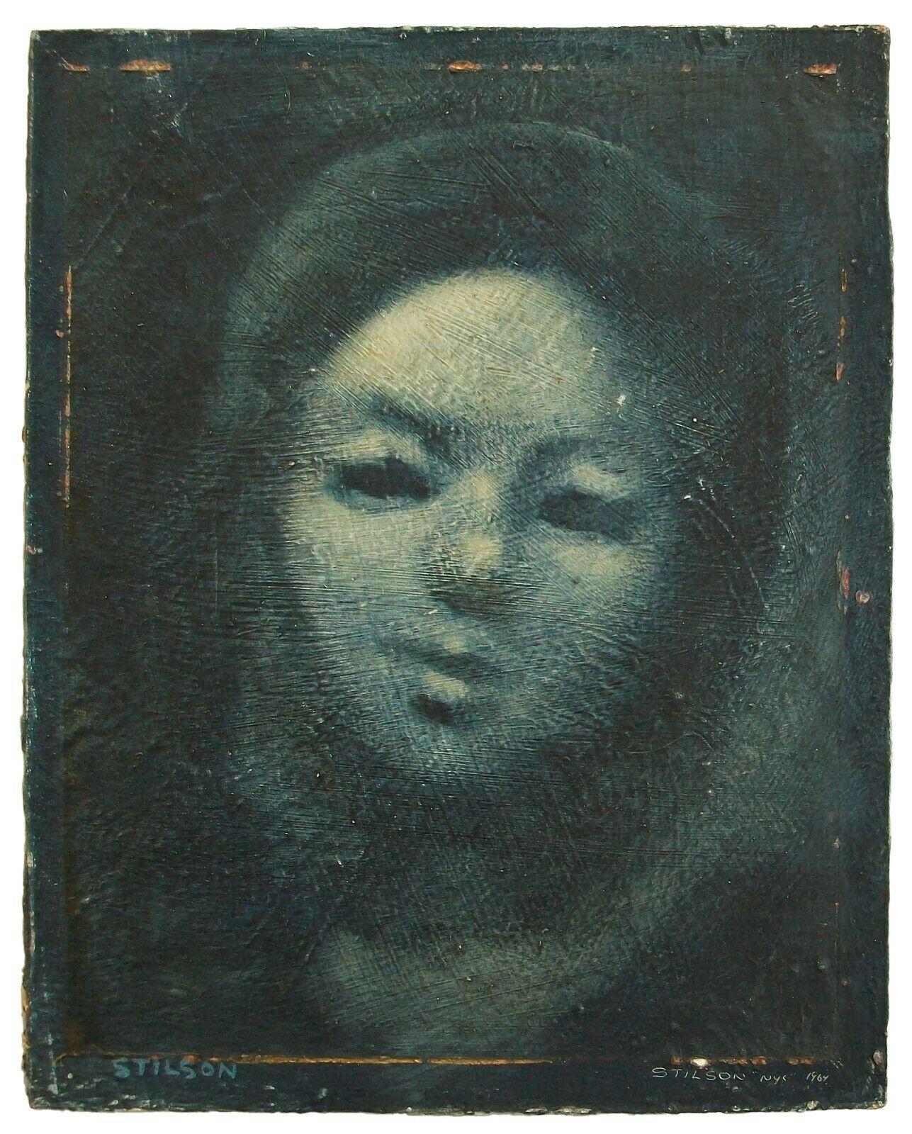 Dipinto a mano William Stilson, ritratto americano di metà secolo incorniciato, circa 1964 in vendita