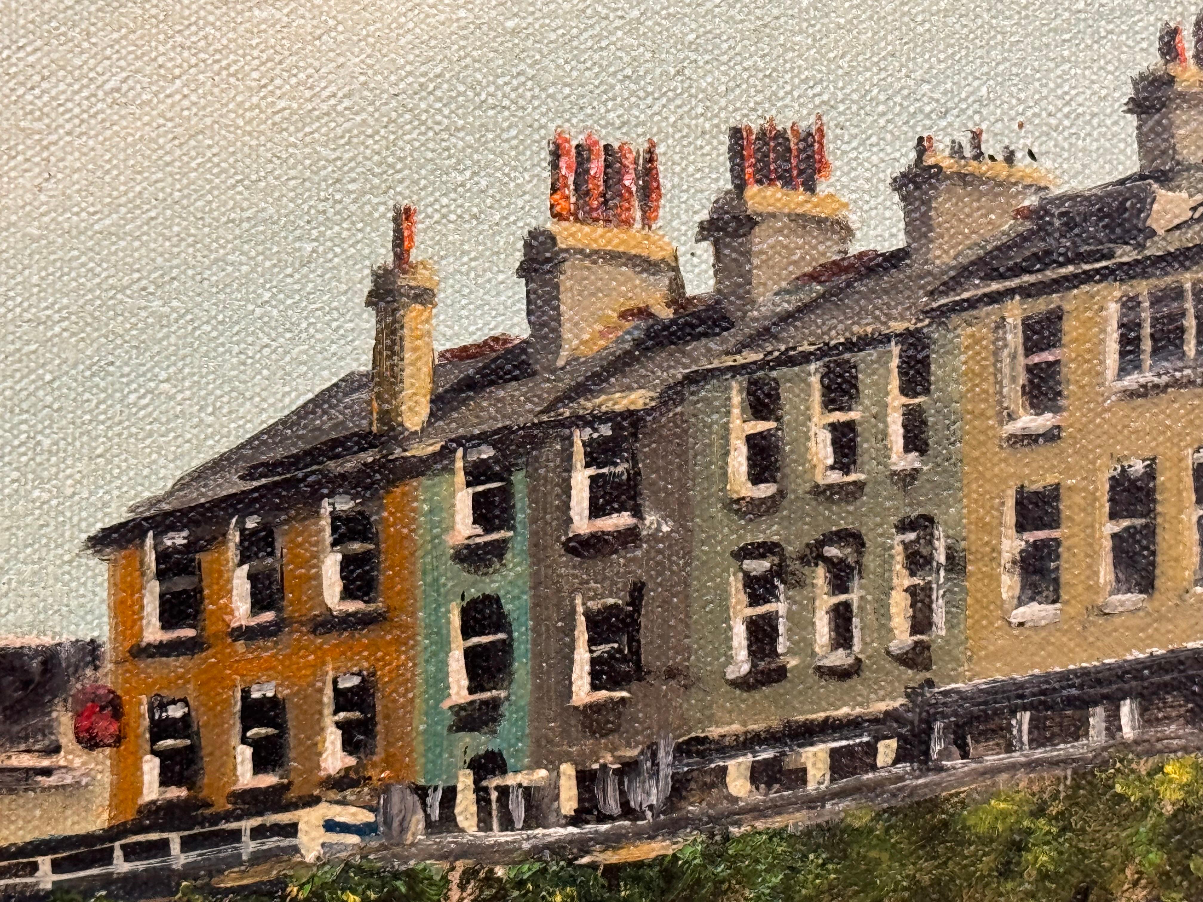 Vintage 1970's Harbour Scene with Moored Boats & Fishermen by British Artist For Sale 8