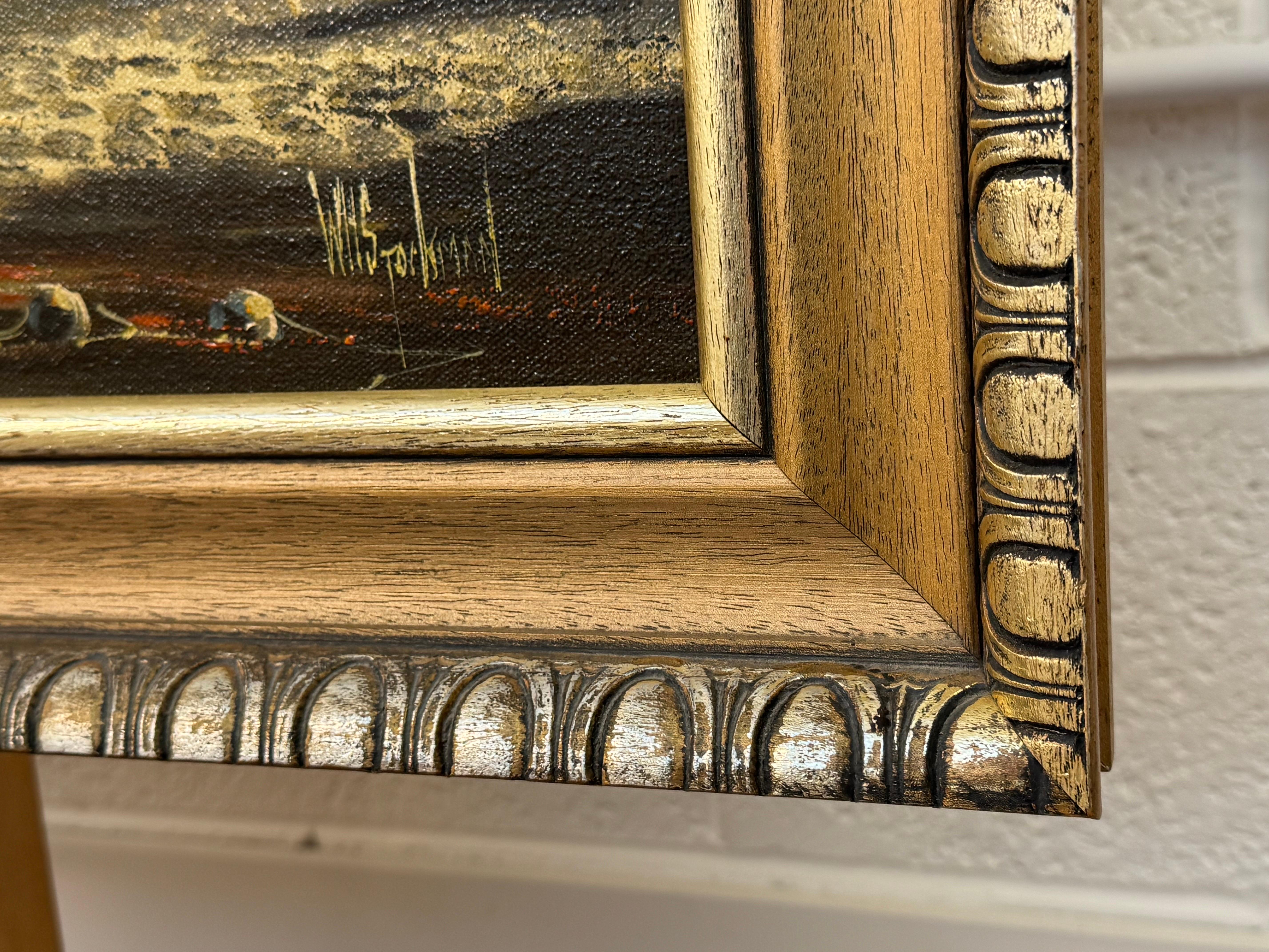Vintage 1970's Harbour Scene with Moored Boats & Fishermen by British Artist For Sale 13