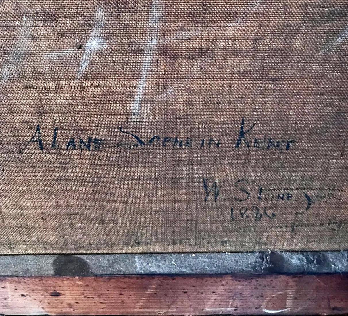 19. Jahrhundert Englische Landschaft Ölgemälde des renommierten englischen Landschaftskünstlers William R. Stone Jr. (1842-1913) mit dem Titel A LANE IN KENT Öl auf Leinwand Signiert und datiert vom Künstler unten links auf der Leinwand W. Sone Juni