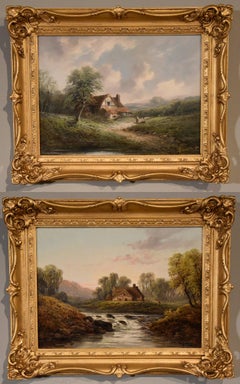 Paire de peintures à l'huile de William Stone  " Midland Landscapes "