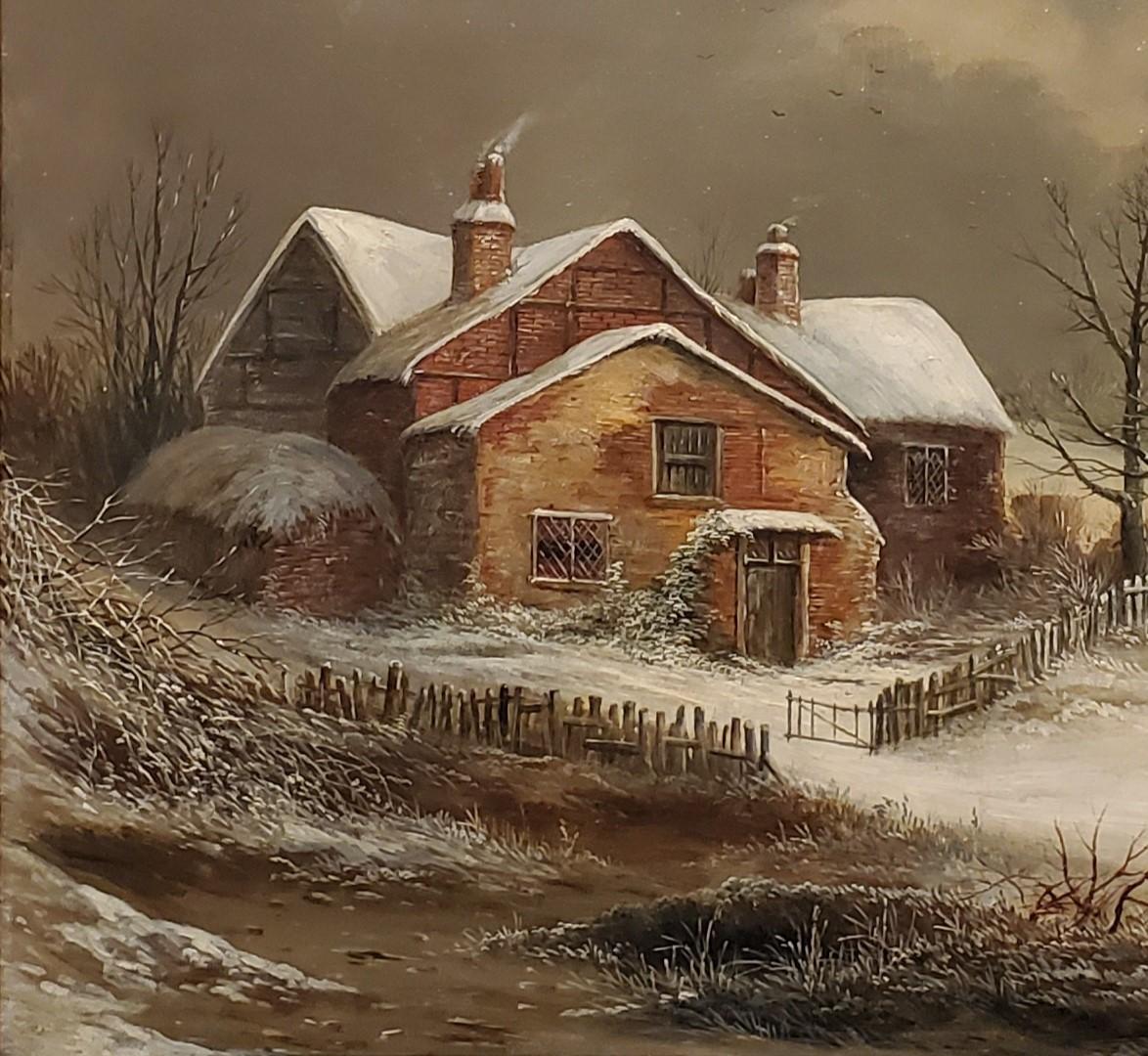 Snowy Landscape of Gloucester United Kingdom circa 1880 - Painting by William Stone
