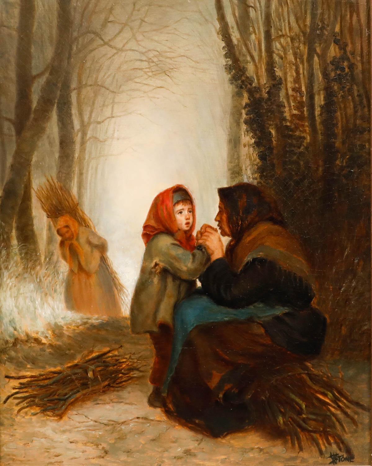 William Stone (1842-1913)  Öl, Kalte Hände – 19. Jahrhundert – Öl im Angebot 1