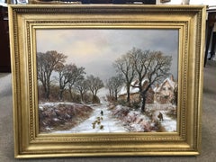 Yardley Road Near Birmingham - Winter Landscape Oil on Canvas by William Stone