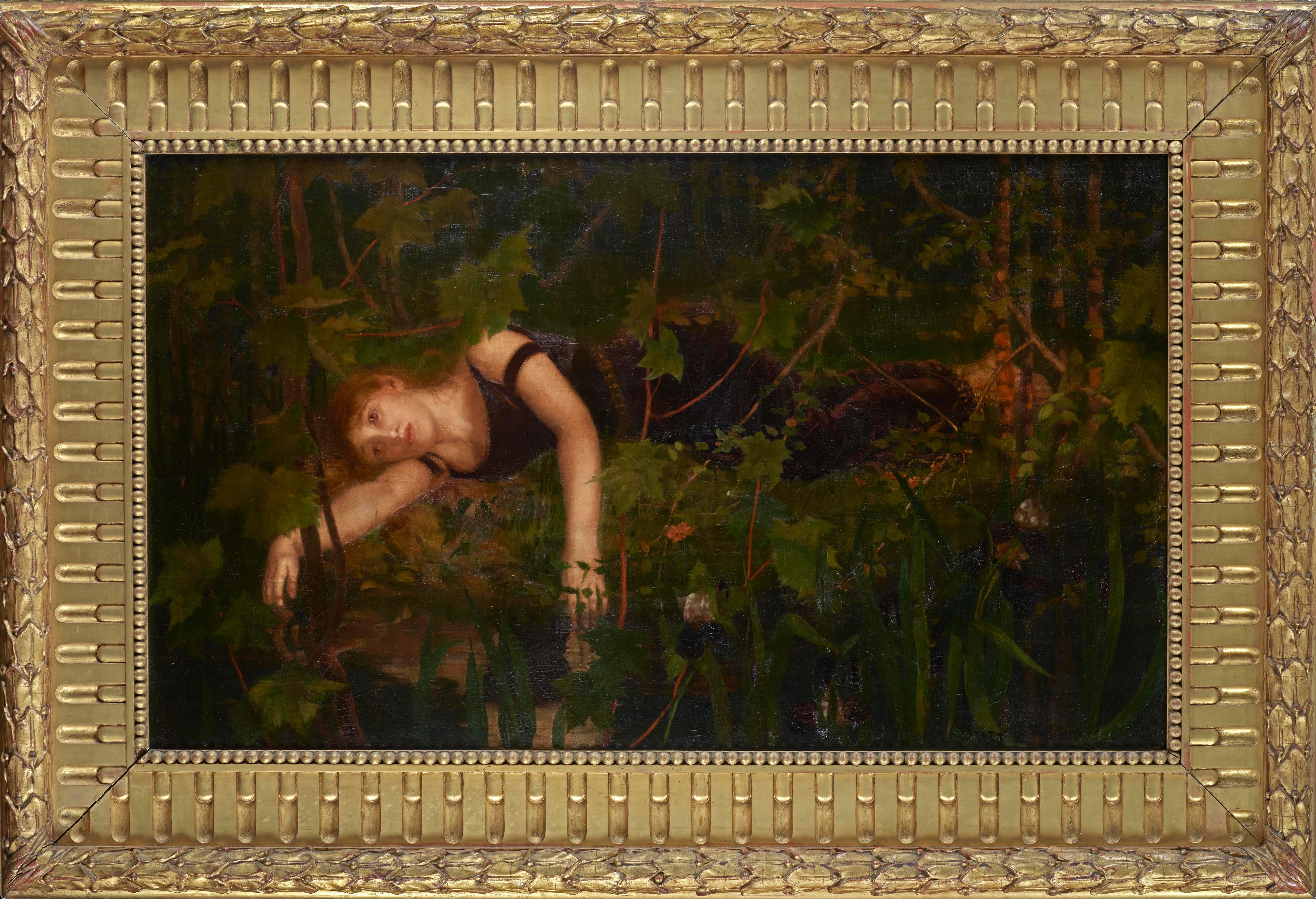 Ophelia, Victorian 19th Century Royal Academy Oil Painting - Black Figurative Painting by William Stott of Oldham