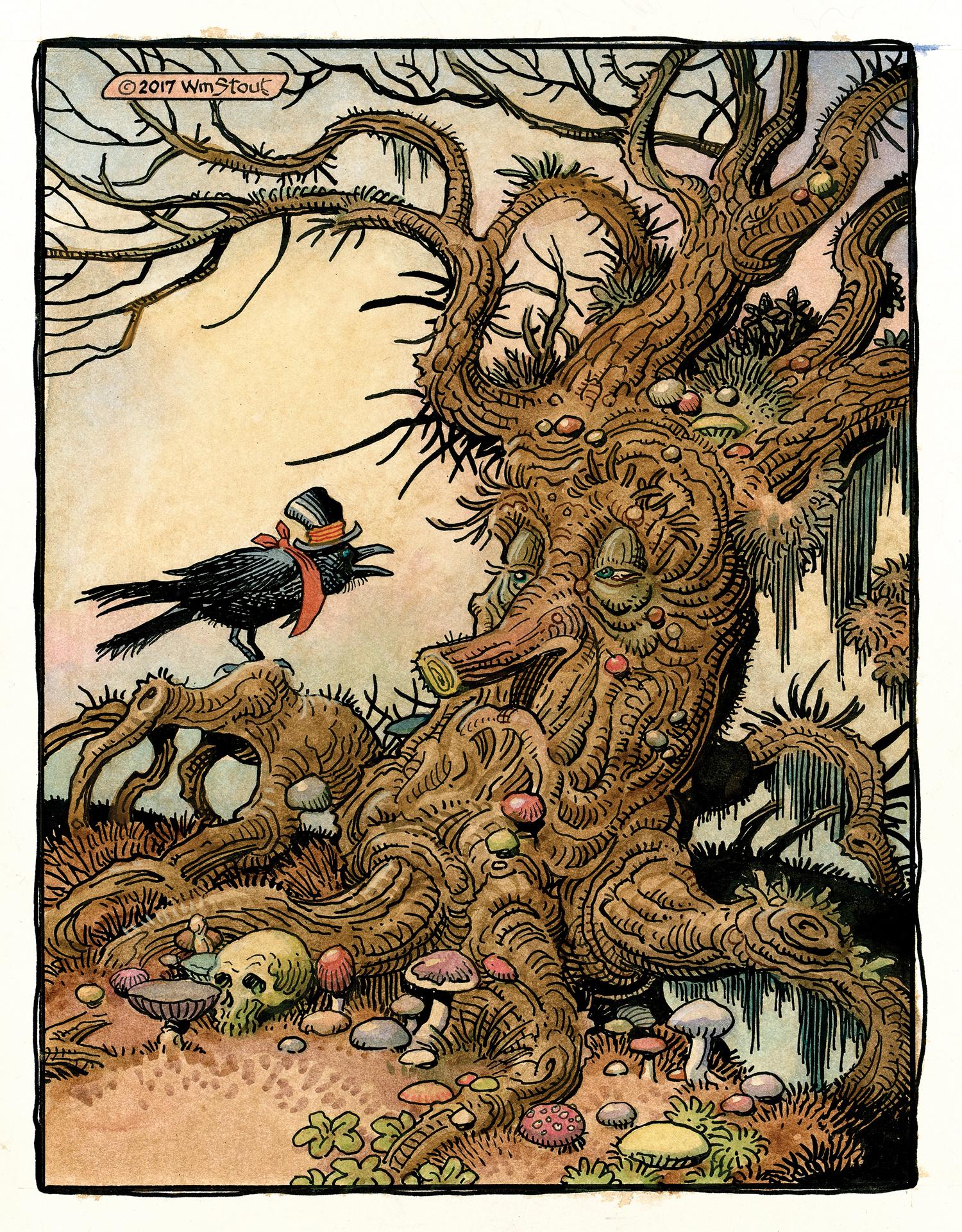 L'albero e il corvo - Painting di William Stout
