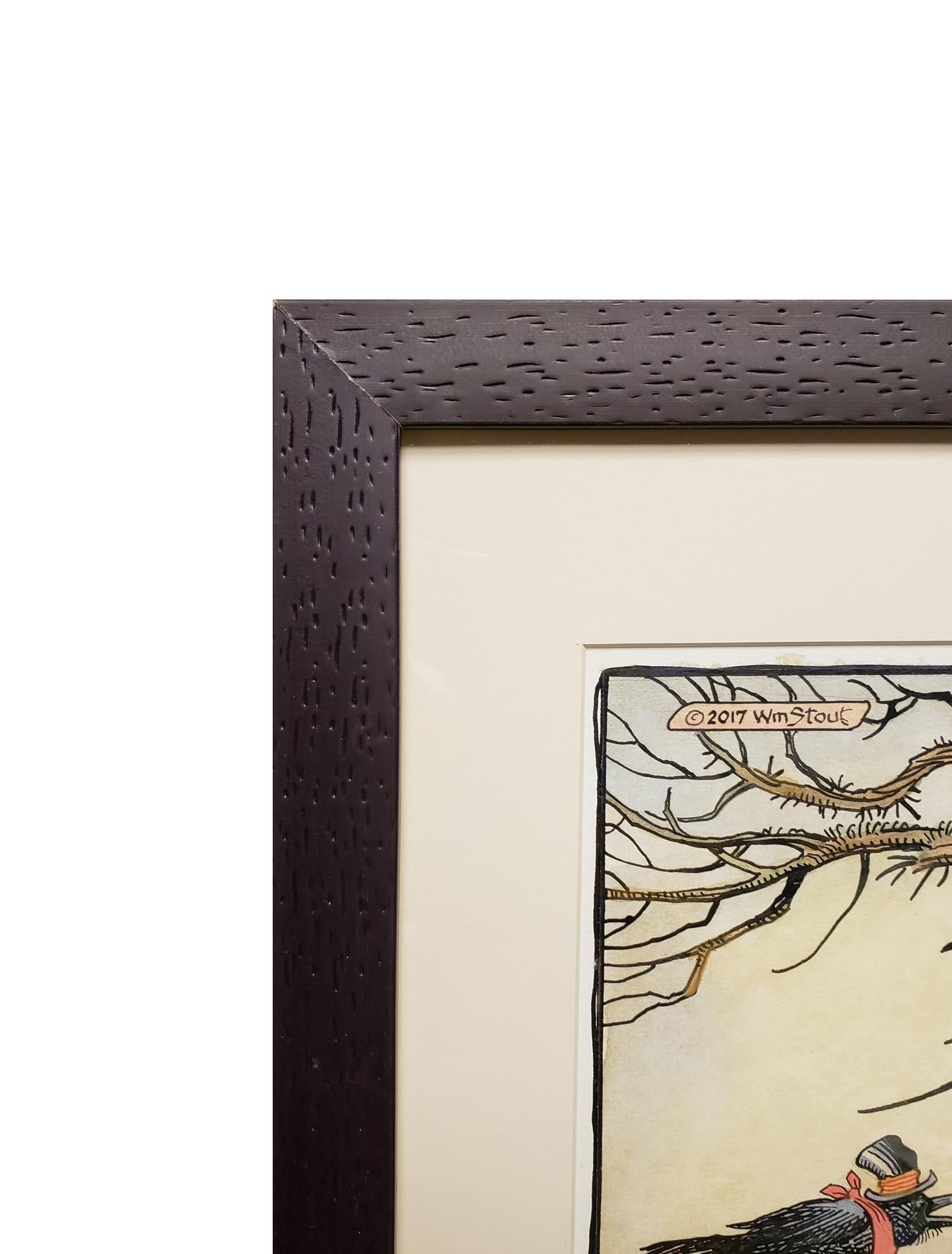 L'albero e il corvo - Animal Painting Beige di William Stout