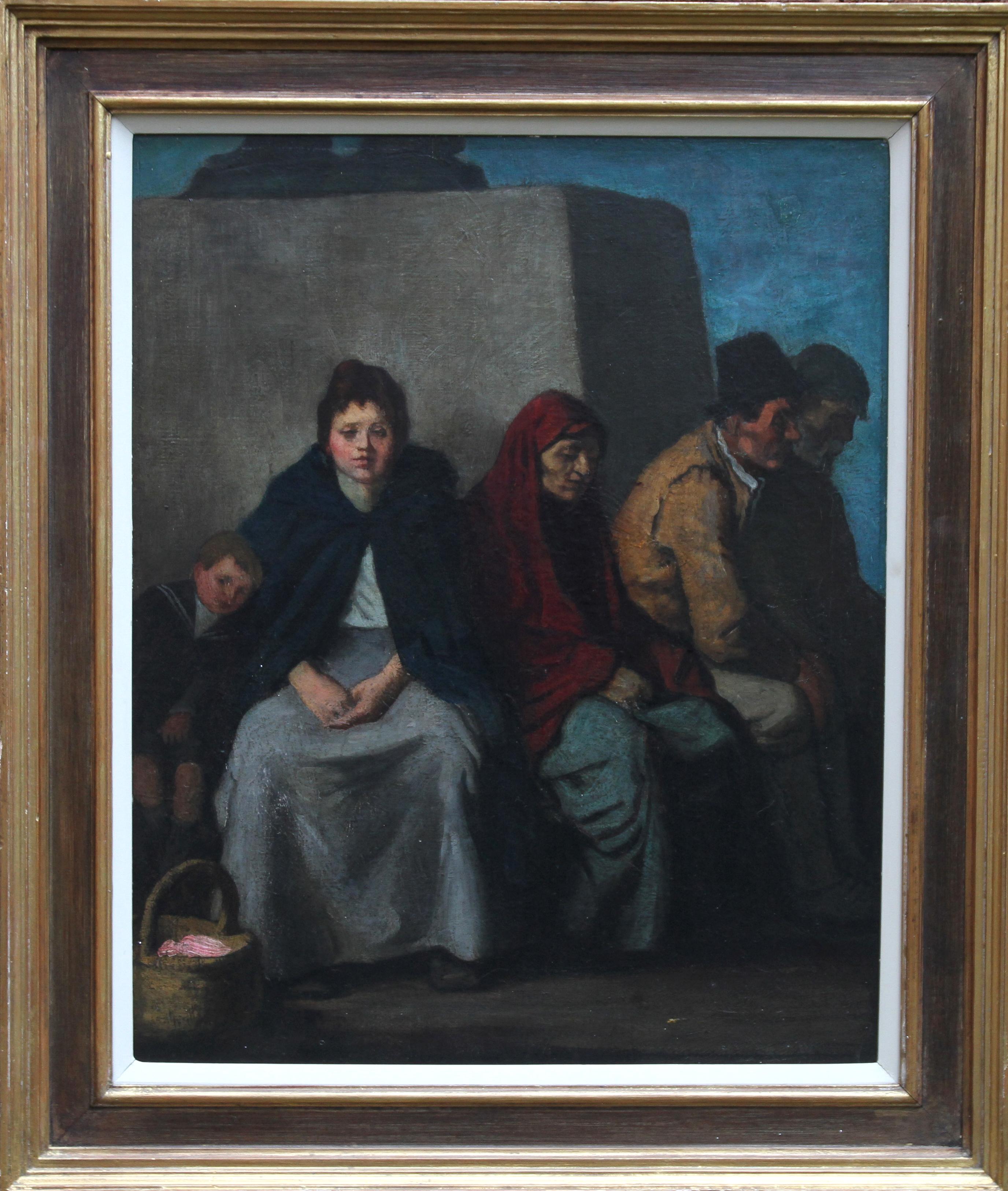 Peinture à l'huile figurative impressionniste écossaise « At the Foot of the Statue »  en vente 6