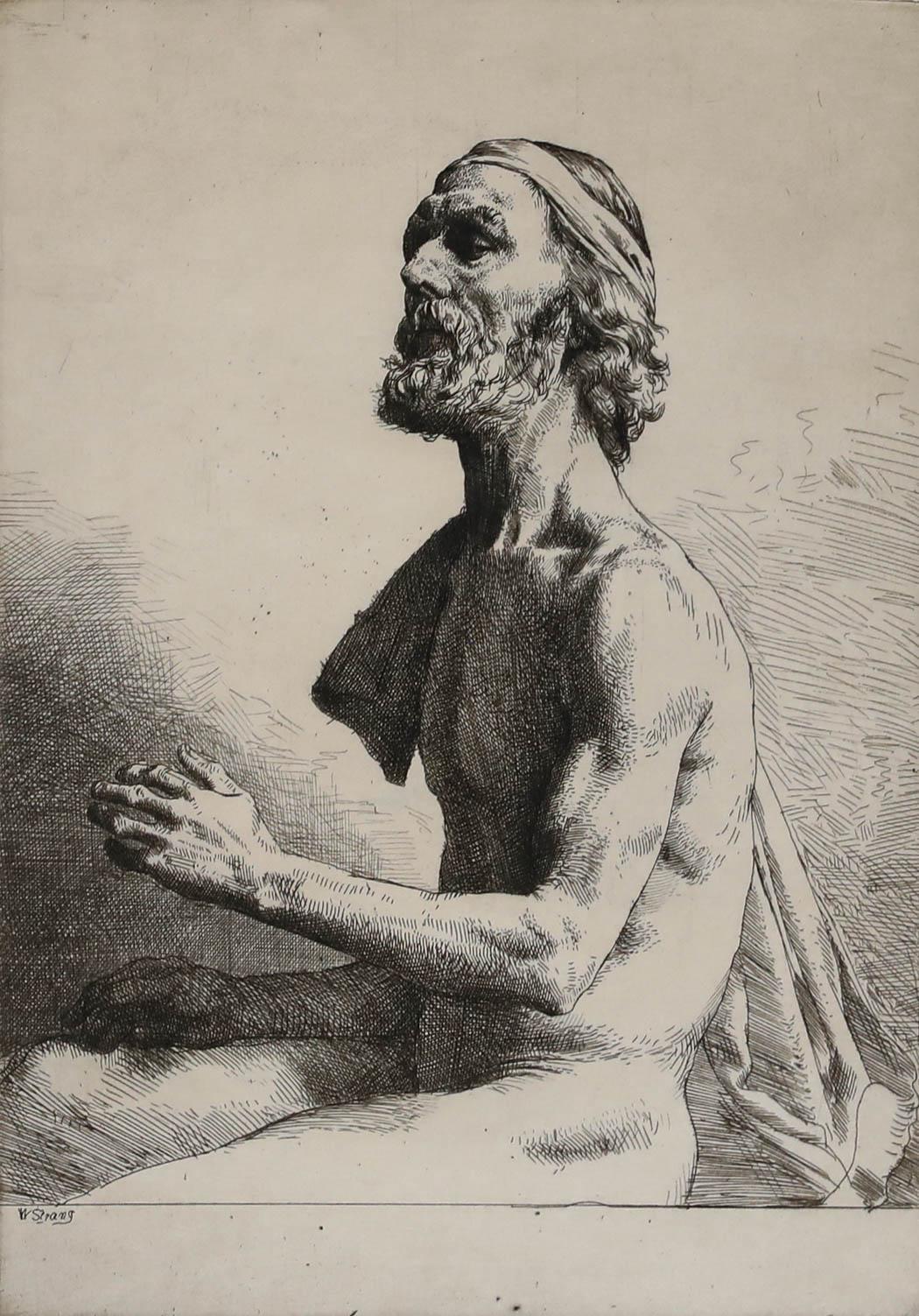 William Strang RA (1859-1921) - Aguafuerte, Modelo de vida en el estudio - Print de William Strang, R.A., R.E.