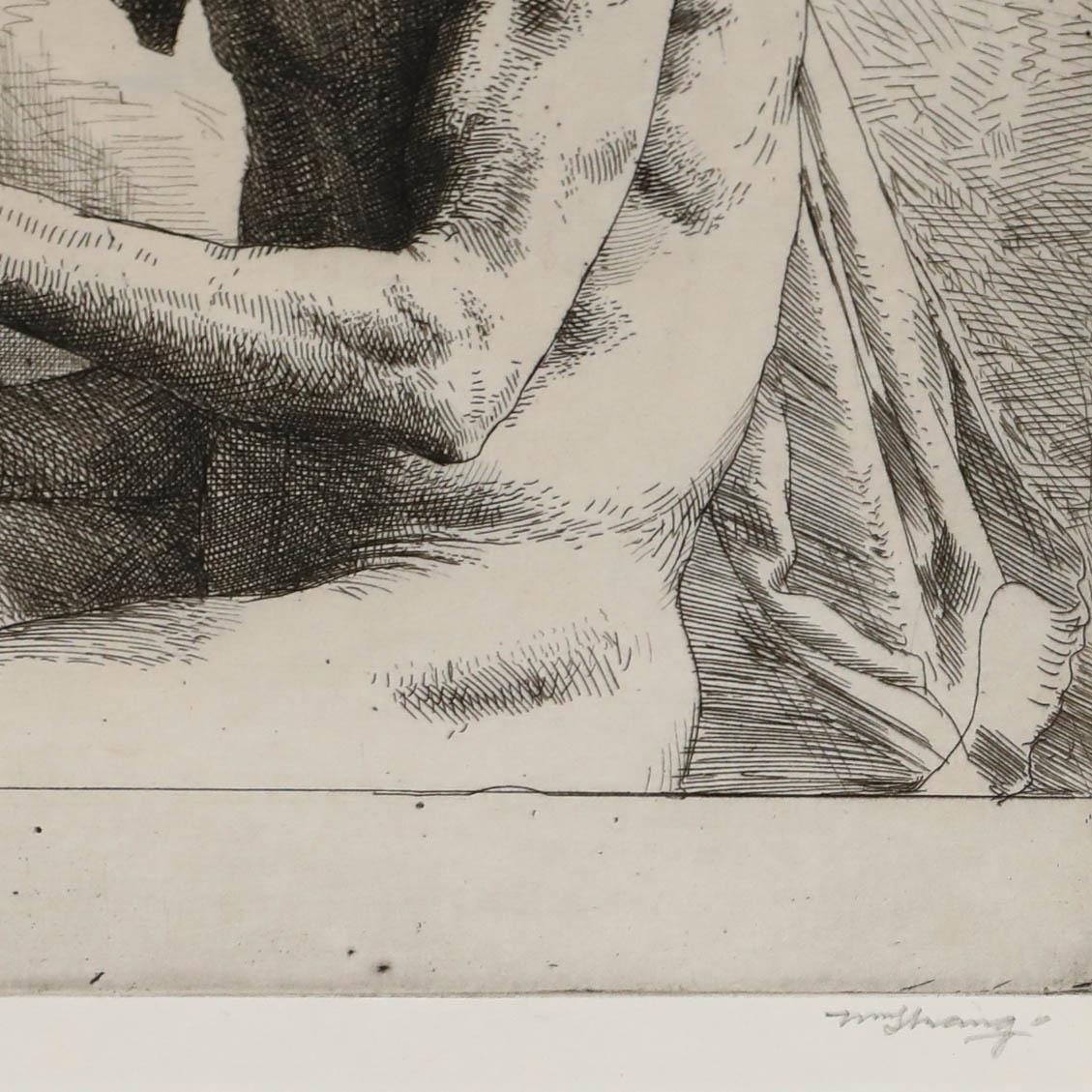 William Strang RA (1859-1921) - Aguafuerte, Modelo de vida en el estudio en venta 1
