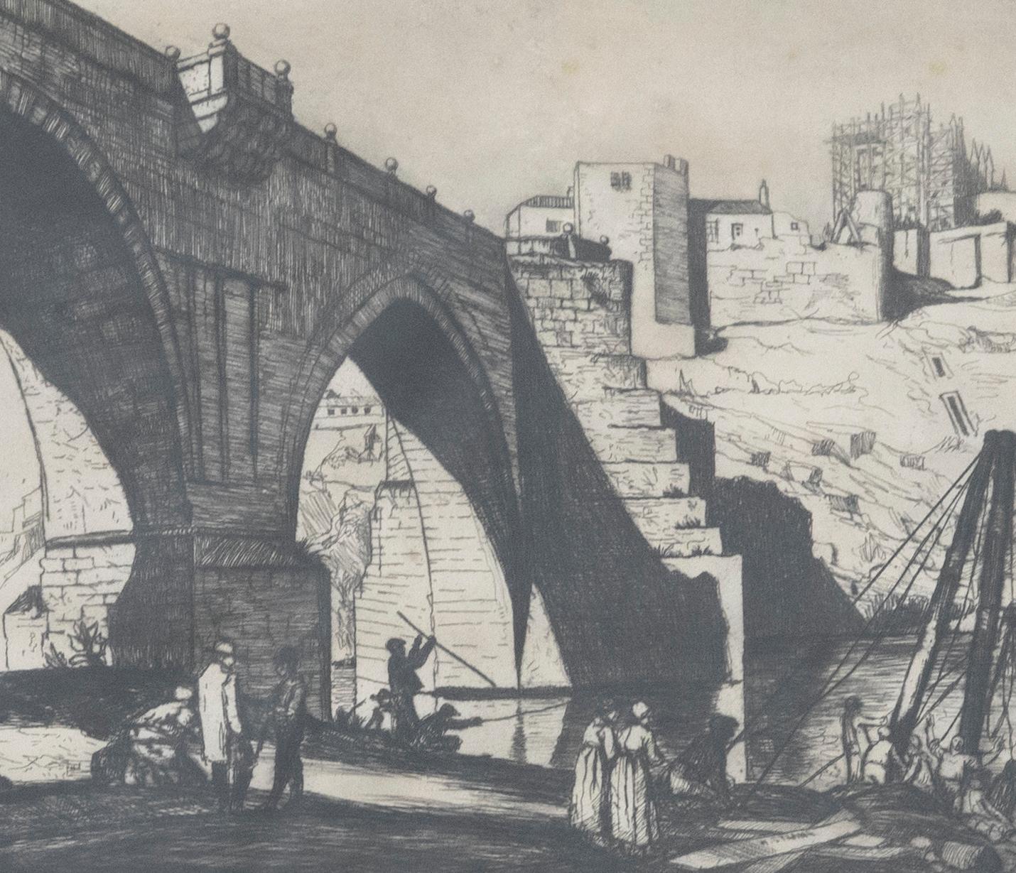 William Strang RA (1859-1921) - Signed Etching, Alcantara Bridge, Toledo - Print by William Strang, R.A., R.E.