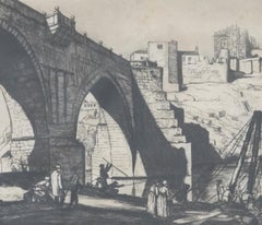 William Strang RA (1859-1921) – signierte Radierung, Alcantara-Brücke, Toledo